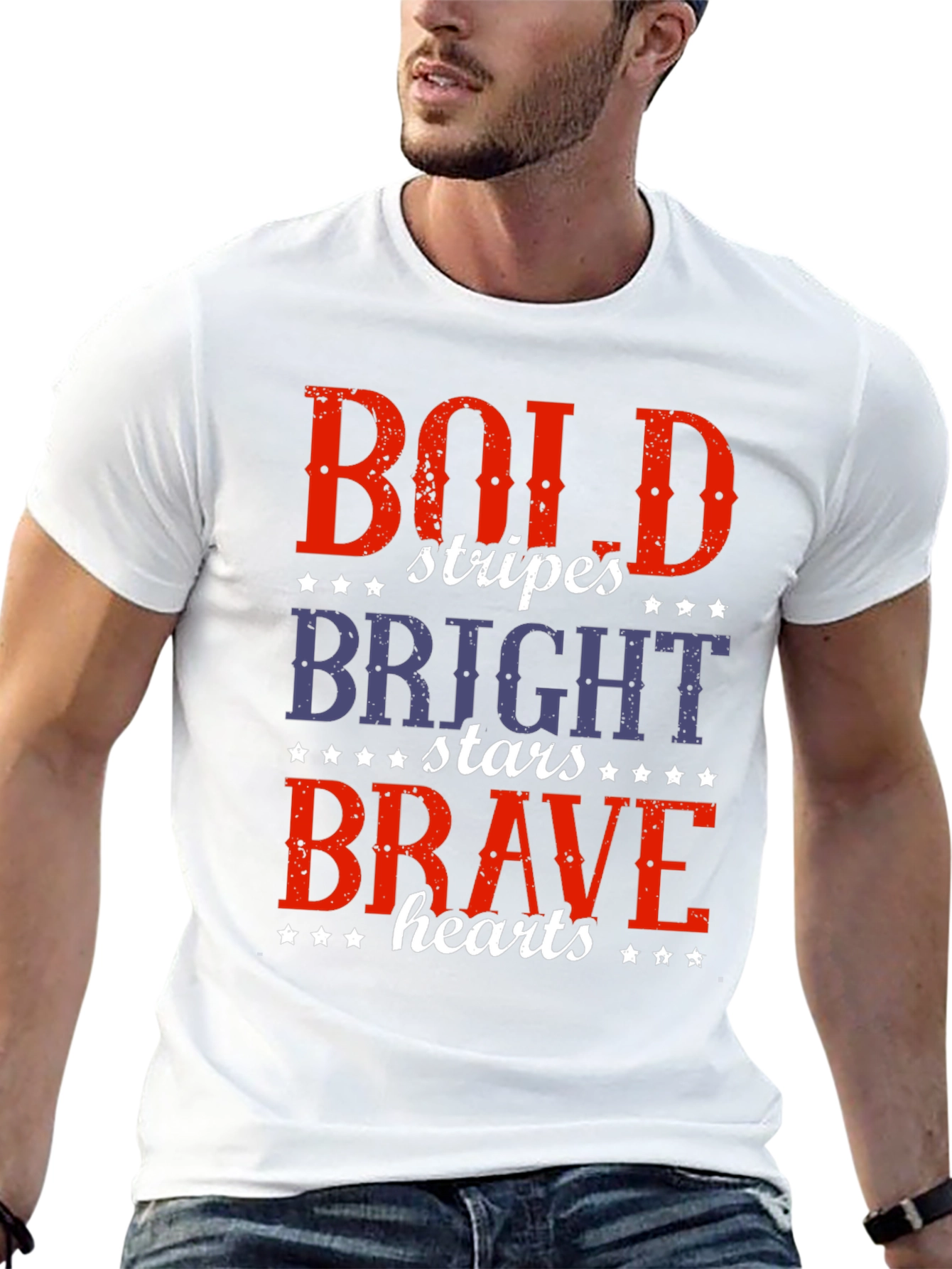 Black Bold Stripes, Bright Stars, Brave Hearts T-Shirt view 13