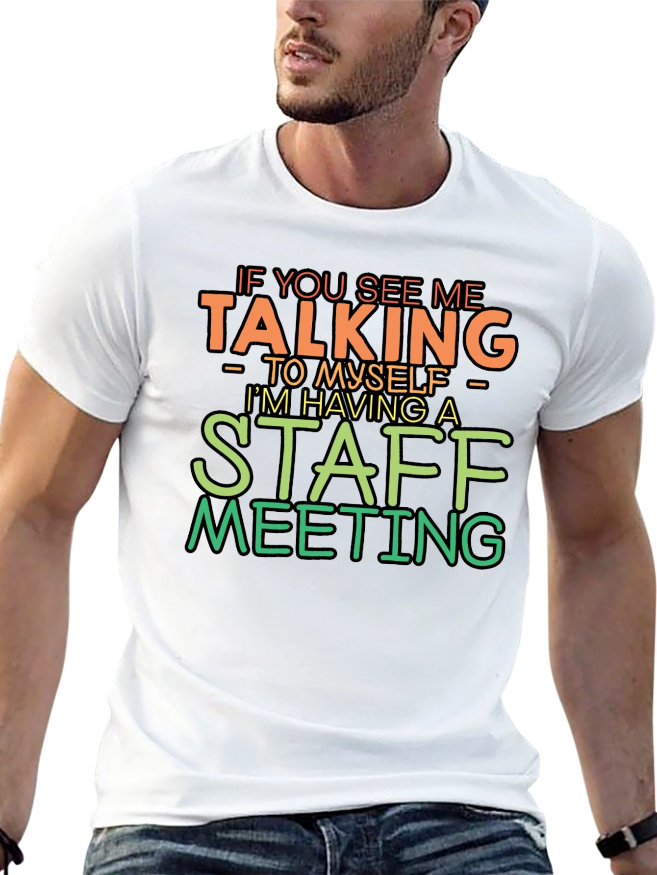 Black Funny Staff Meeting Graphic Tee view 13