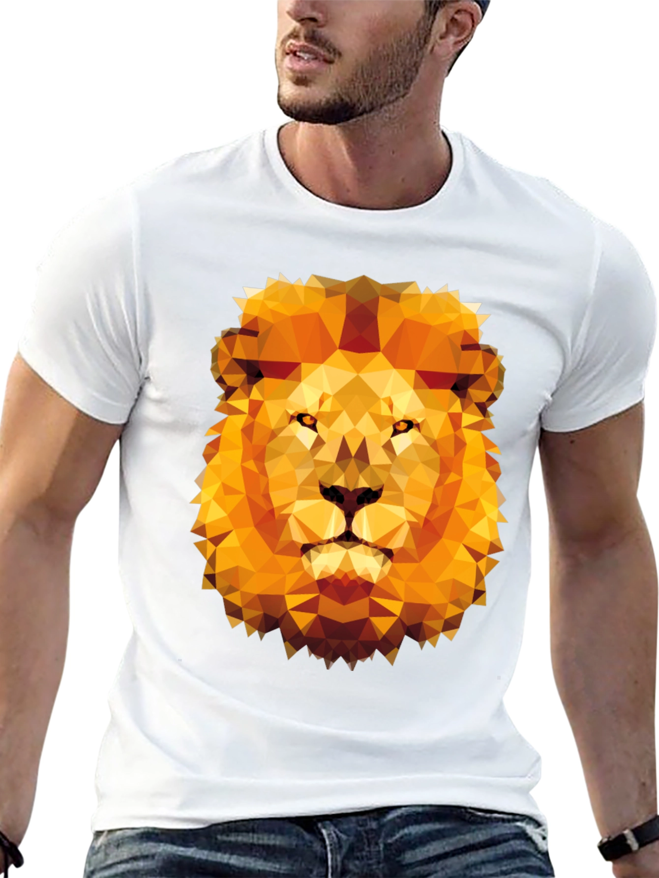 Black Geometric Lion Graphic Tee - Modern Style view 13