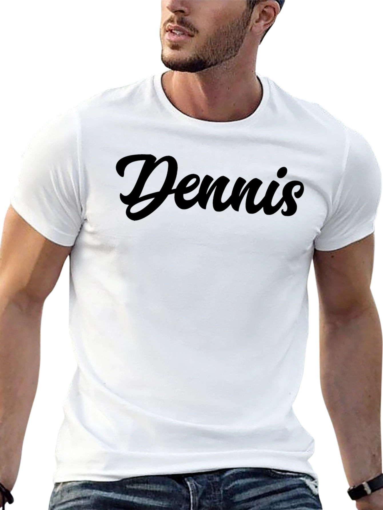 Black Dennis Custom Name T-Shirt - Stylish Personalized Apparel view 13
