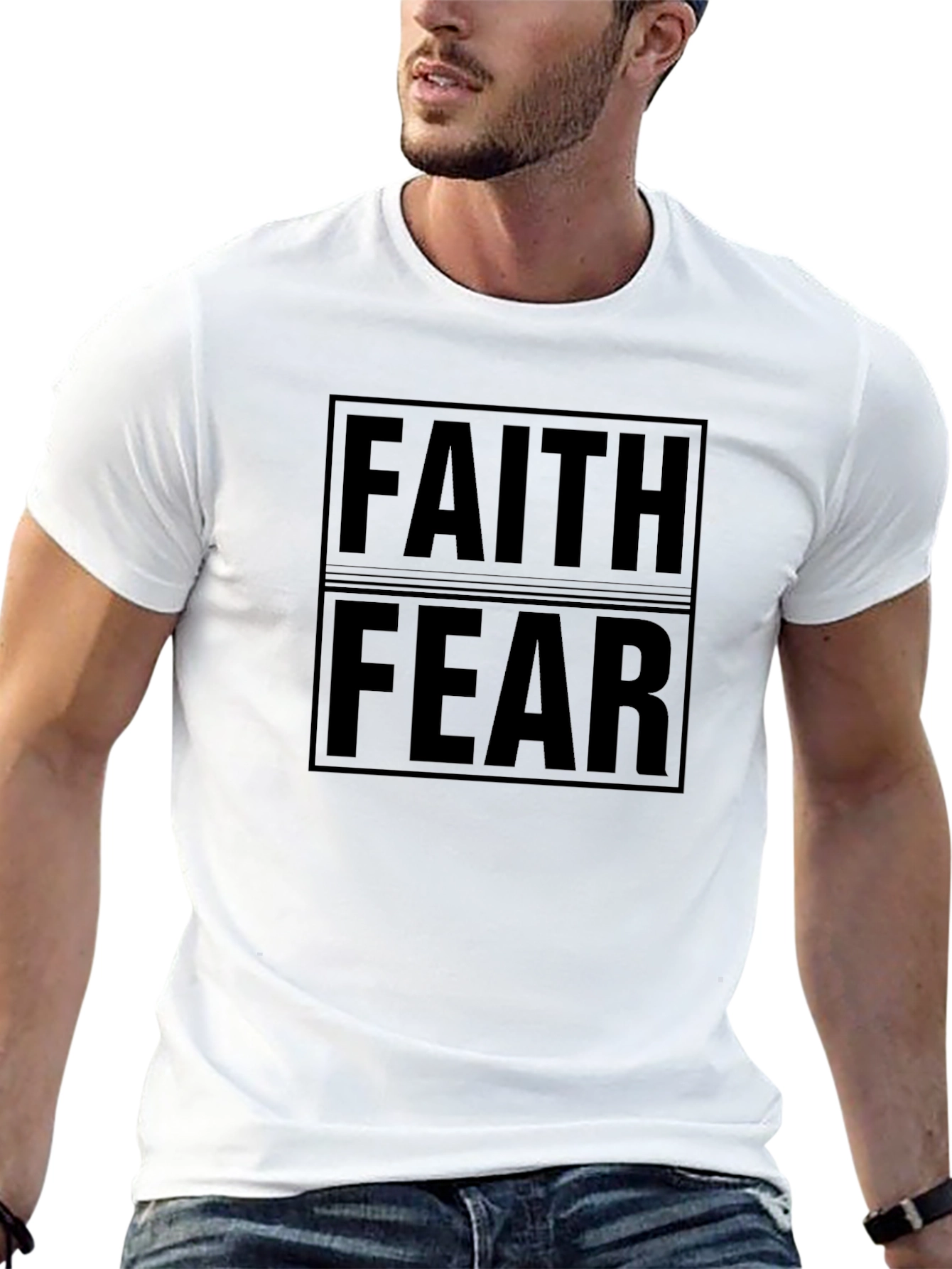 Black Faith Over Fear Graphic Tee - Mens view 13