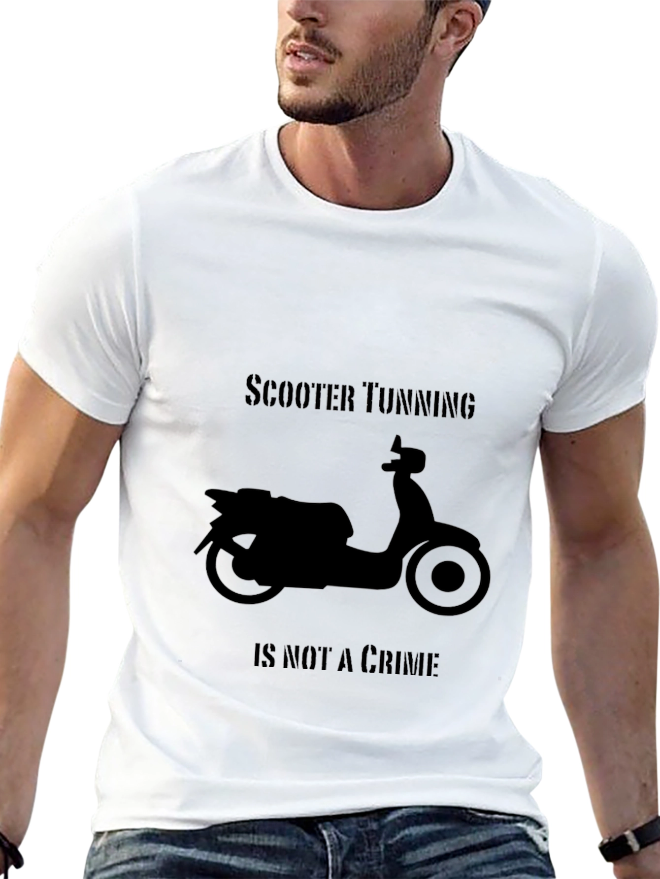 Black Scooter Tuning T-Shirt - Not A Crime Black Tee view 13