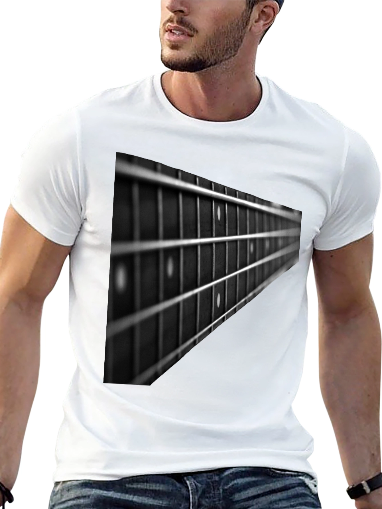 Black Guitar Fretboard Graphic Tee - Black view 13