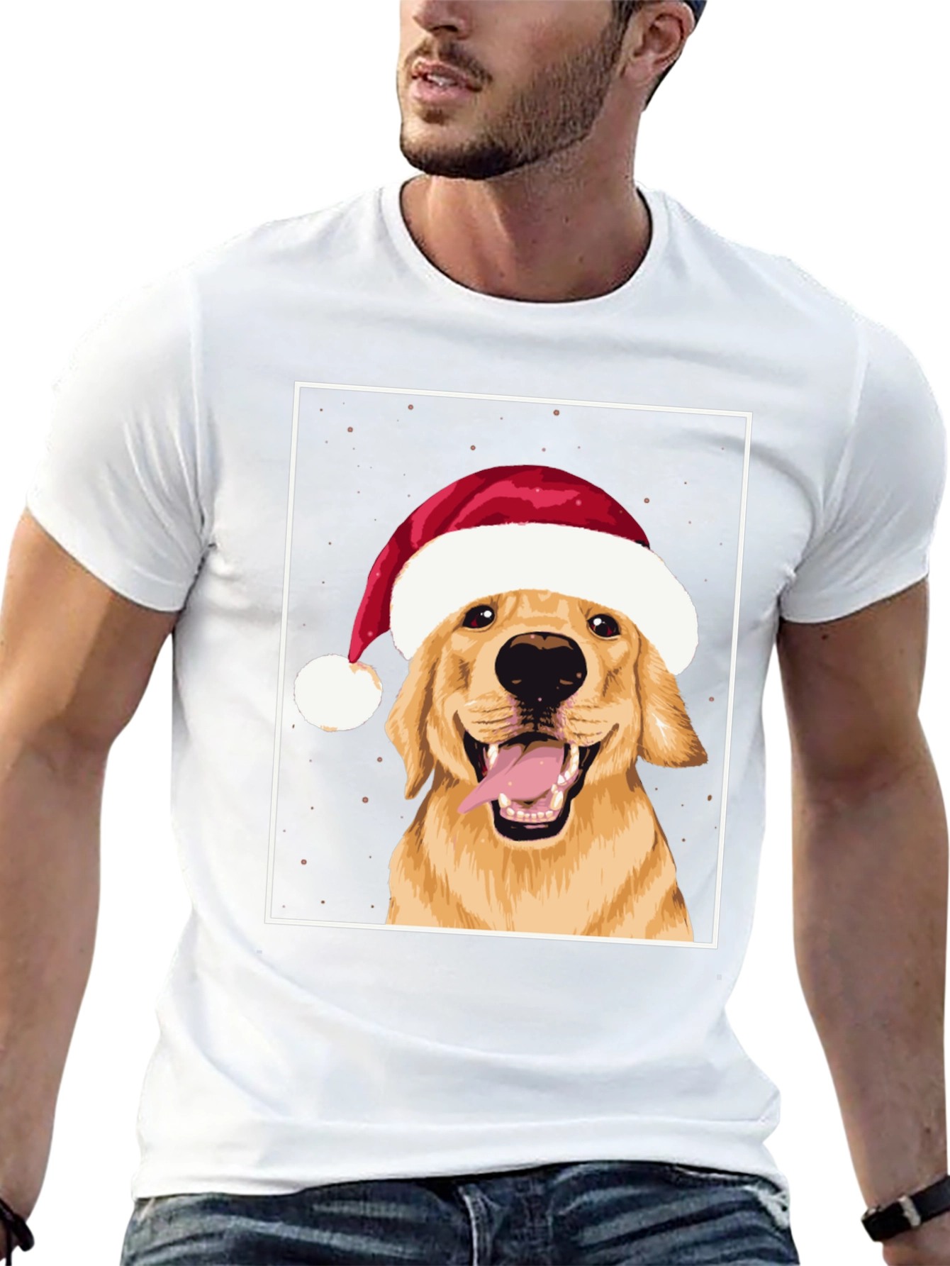Black Dog in Santa Hat Graphic Tee - Holiday Cheer! view 13