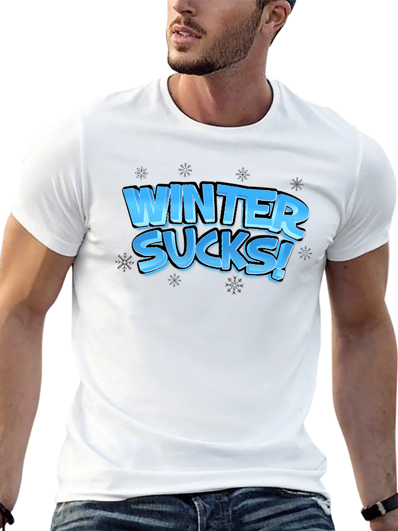 Black Winter Sucks Black T-Shirt view 13