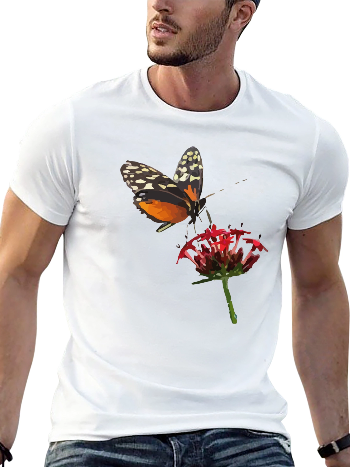 Black Butterfly Graphic T-Shirt - Stylish Men's Black Tee view 13