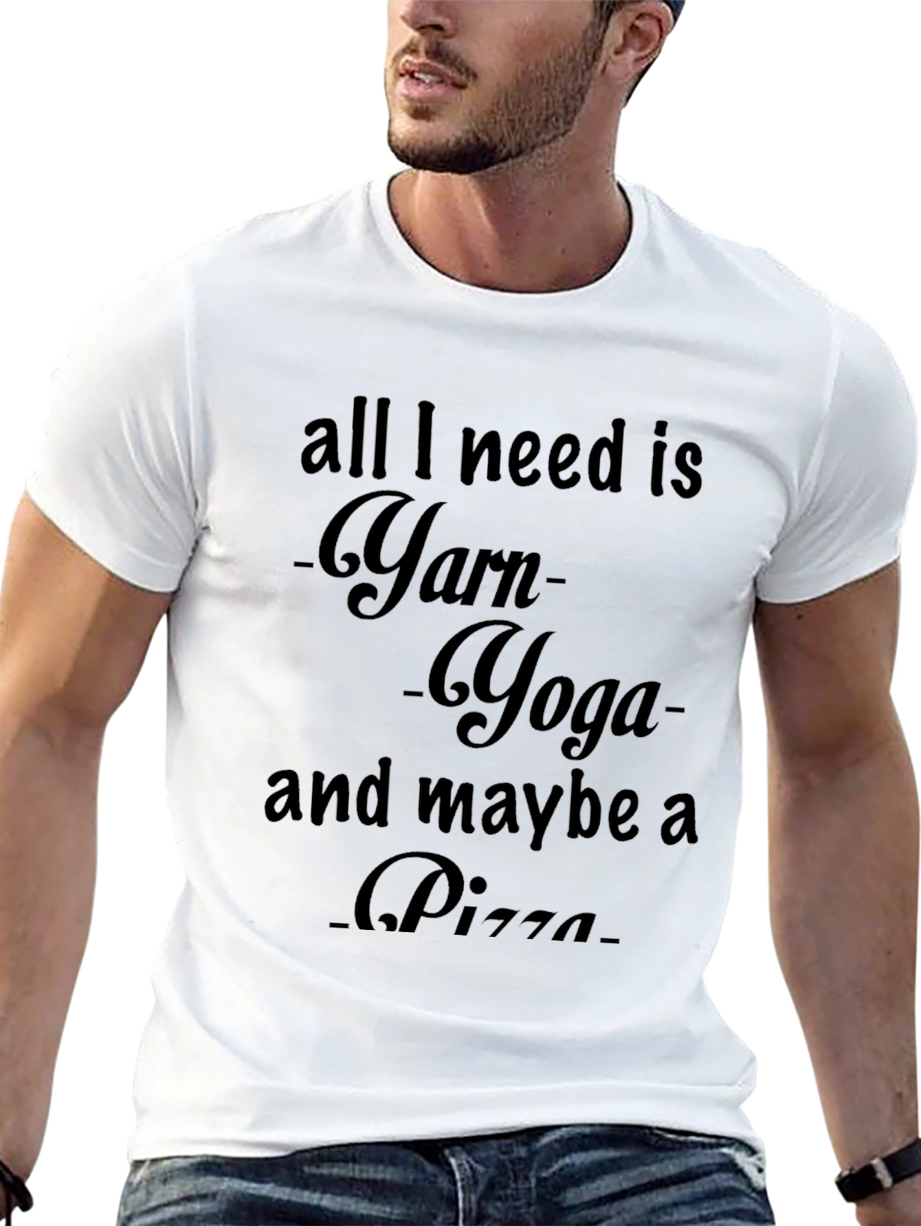 Black Yarn Yoga Pizza T-Shirt, Knitters Tee view 13