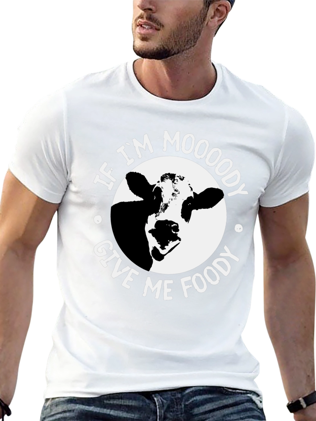 Black Moody Cow Graphic T-Shirt - Funny Unisex Tee view 13