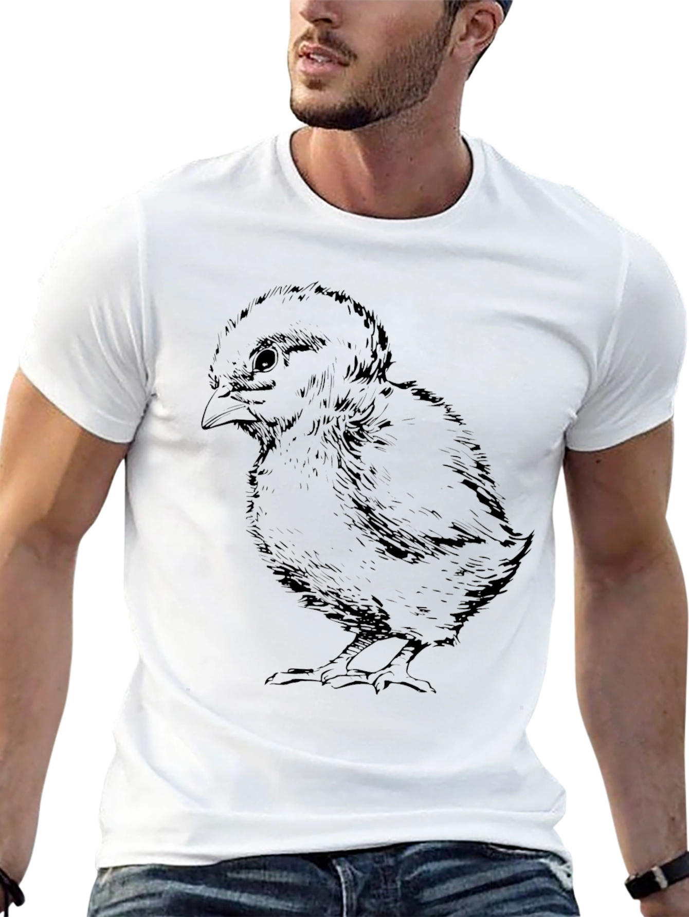 Black Black T-Shirt with Chick Illustration view 13