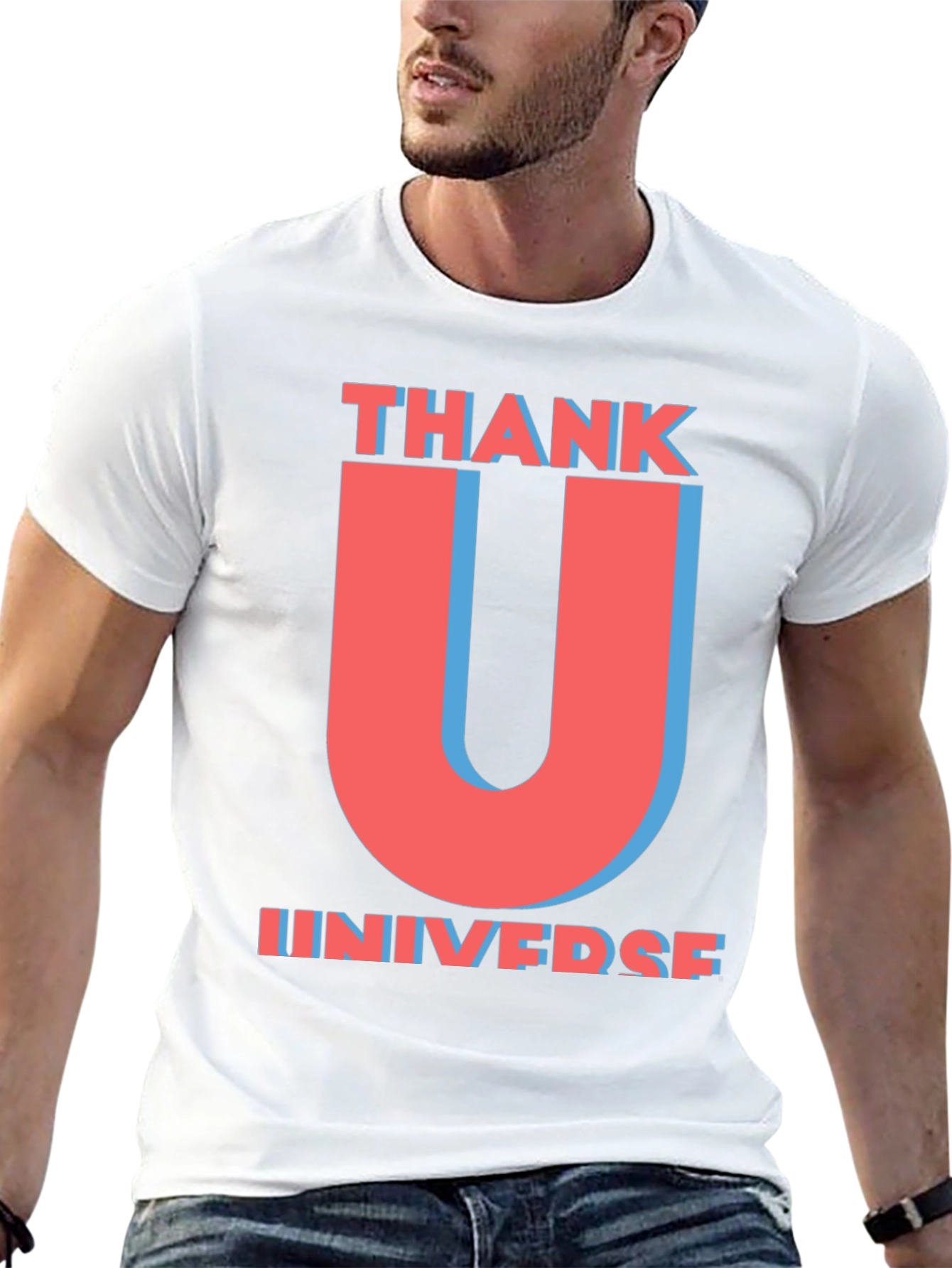 Black Thank U Universe Graphic T-Shirt - Trendy Black Tee view 13