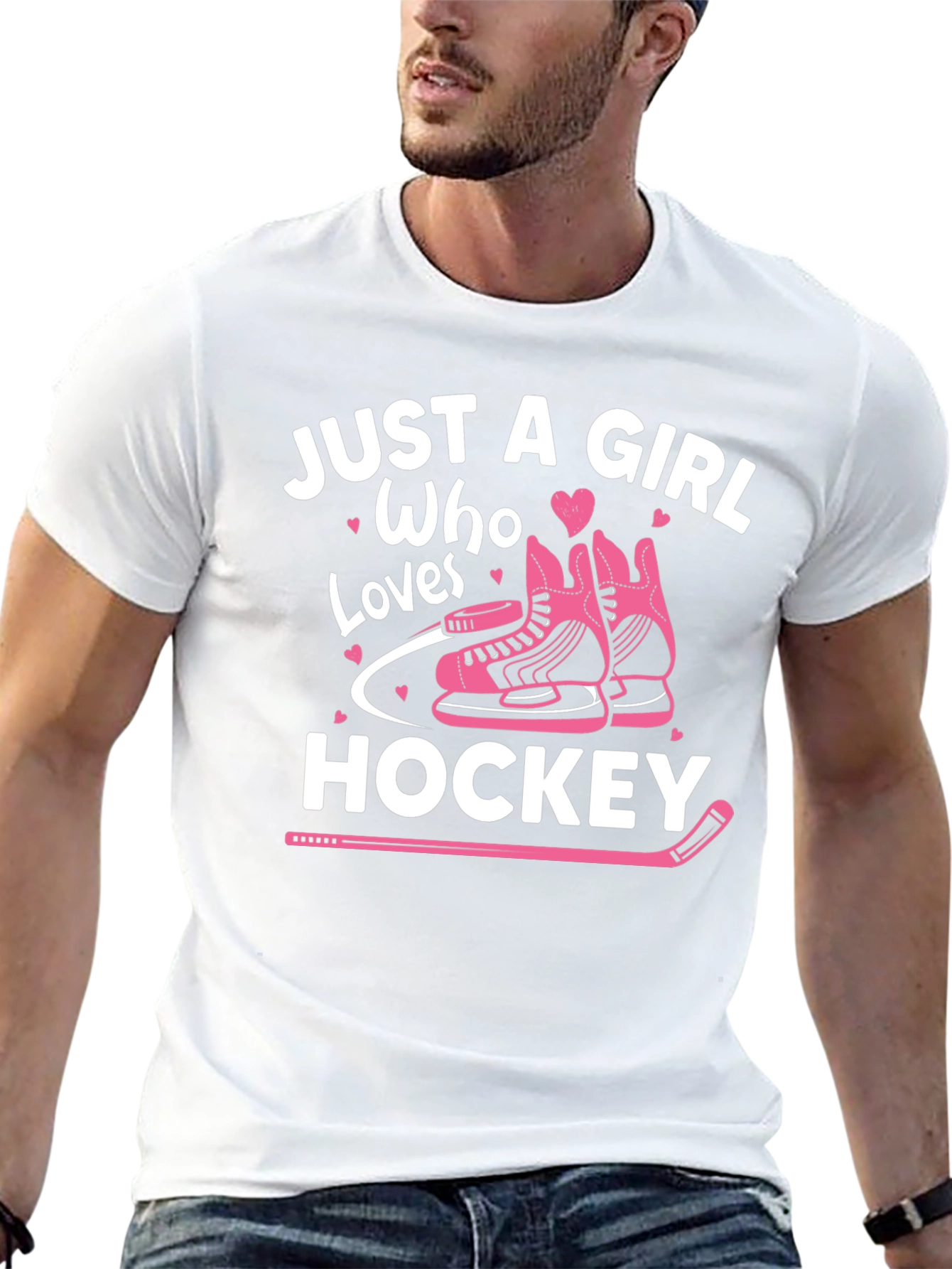Black Just a Girl Who Loves Hockey T-Shirt view 13
