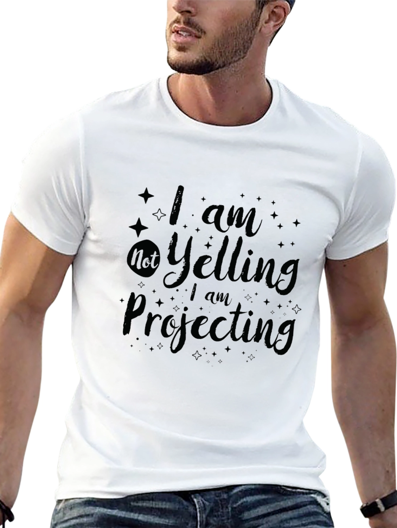 Black Humorous Graphic Tee - I am Projecting view 13