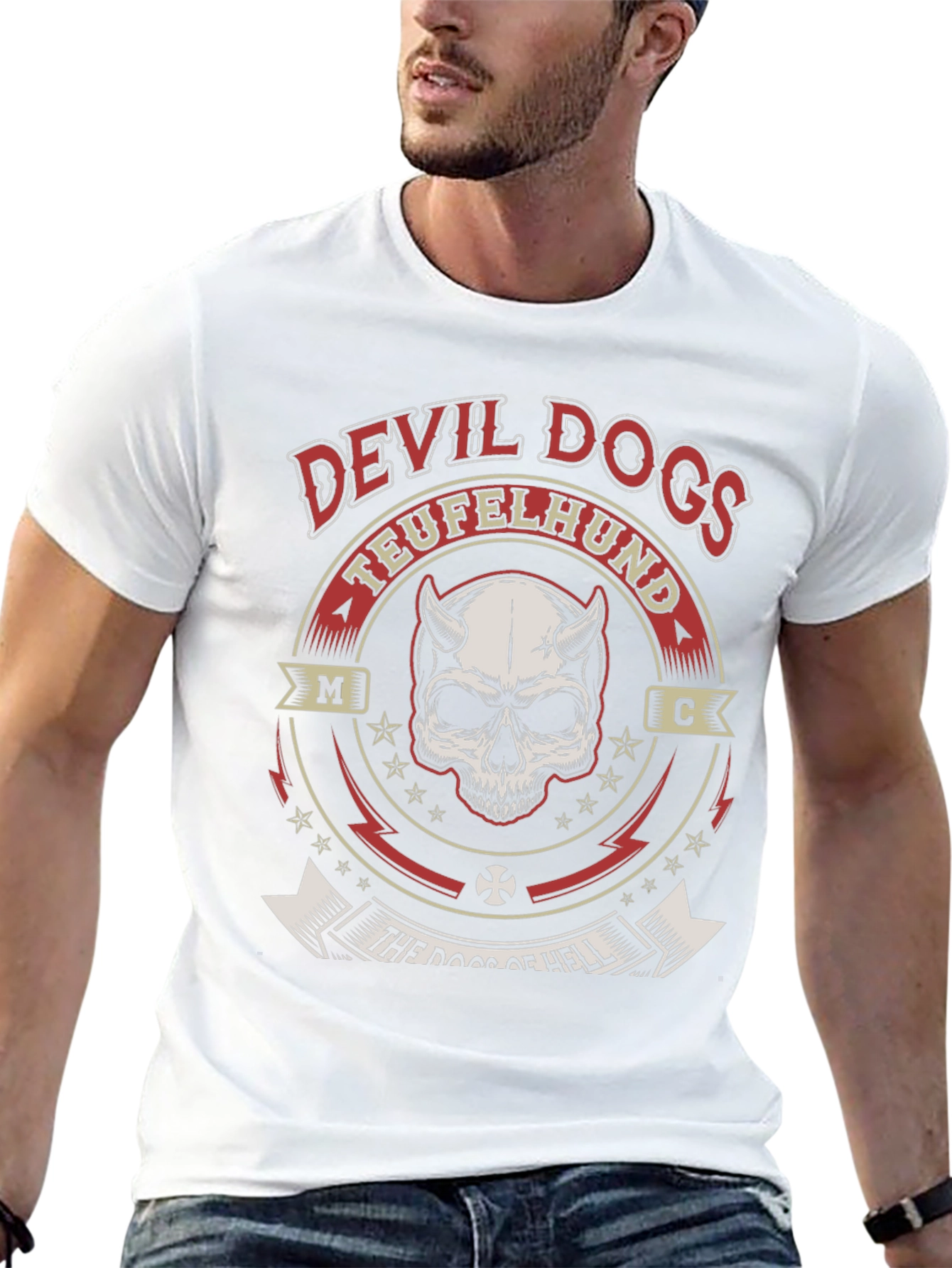 Black Devil Dogs Teufelhund T-Shirt - Skull Graphic Tee view 13