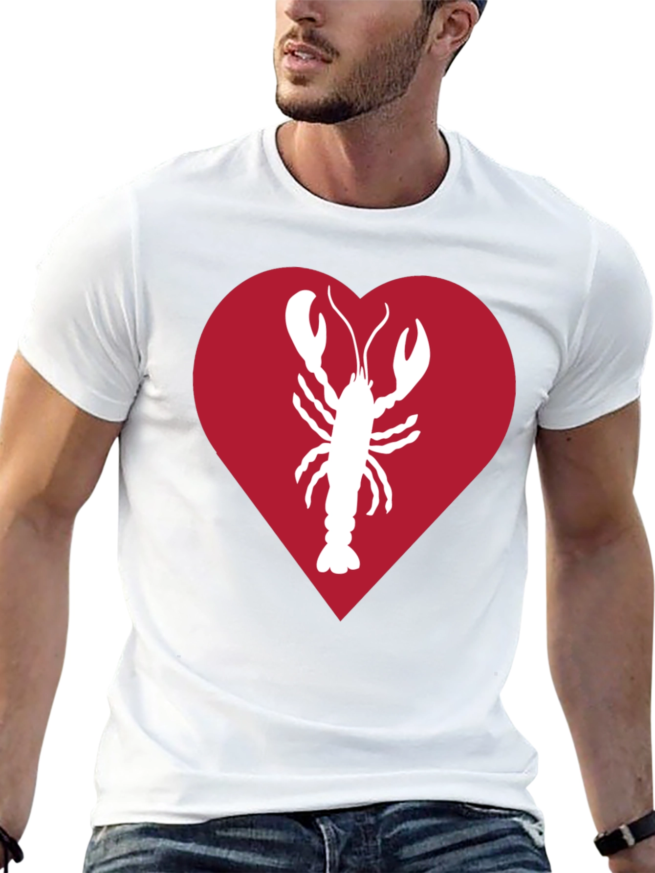 Black Lobster Heart Graphic Tee - Black Unisex Shirt view 13