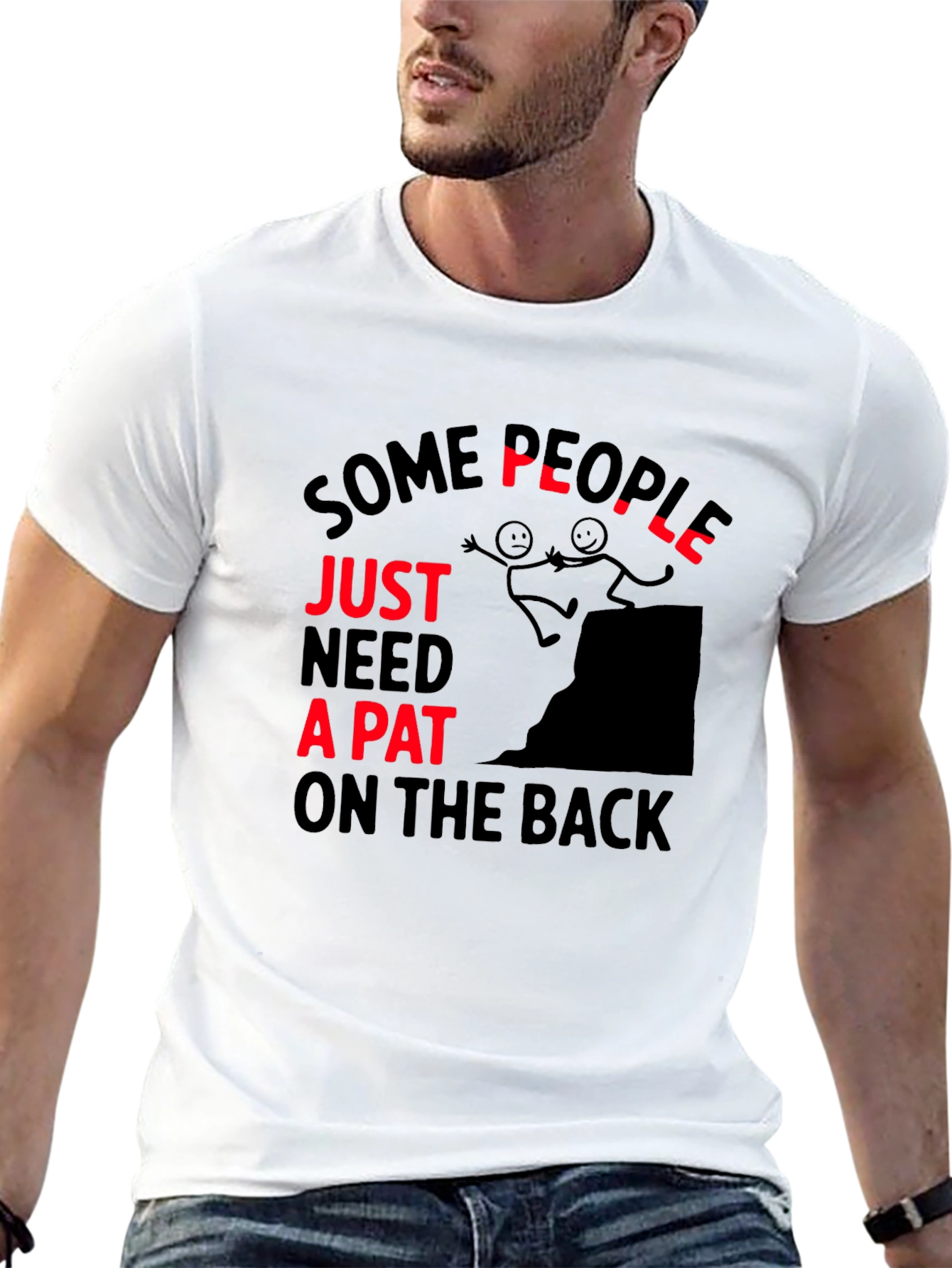 Black Funny "Pat on the Back" Graphic T-Shirt view 13