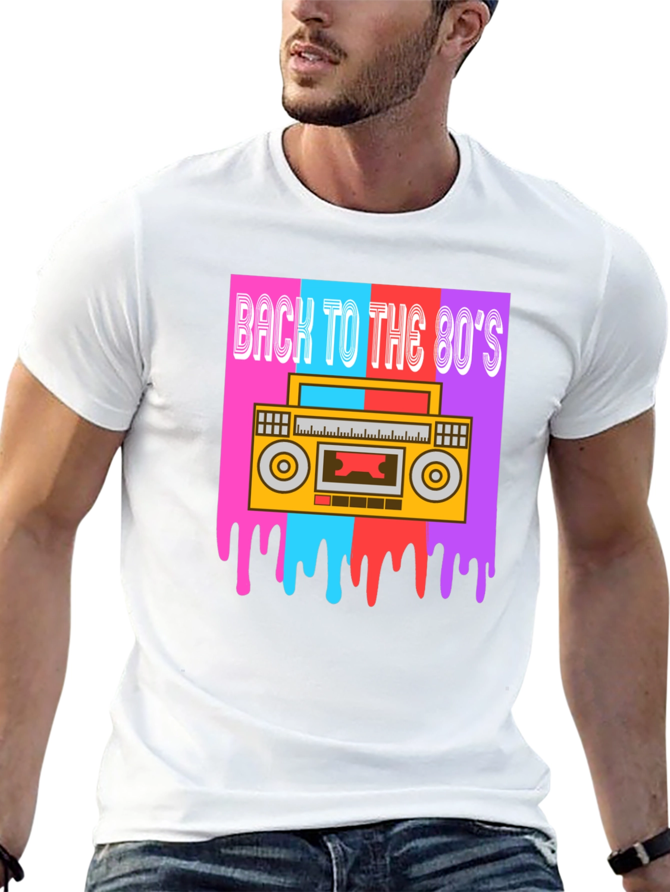 Black Retro 80s Boombox Graphic Tee view 13