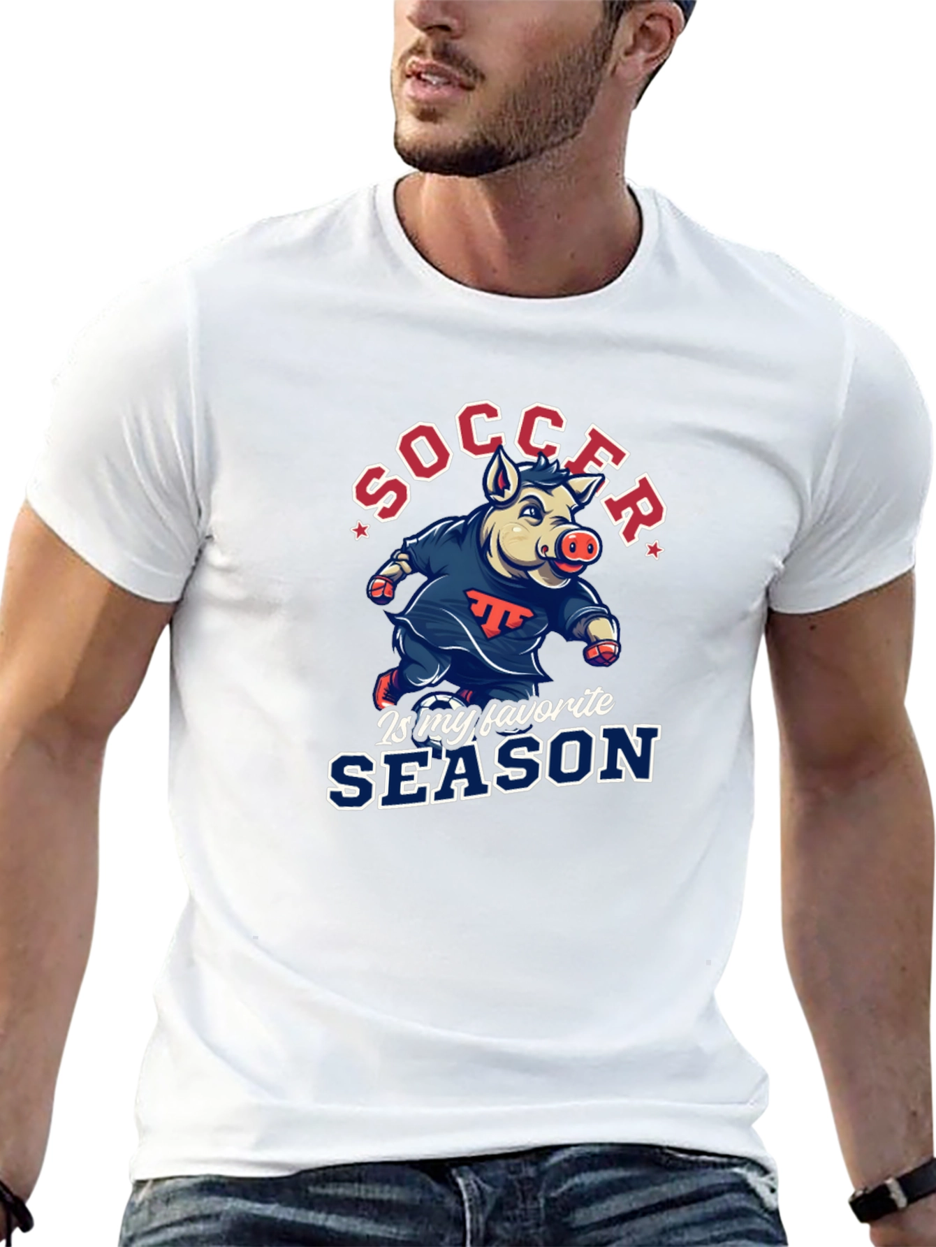 Black Soccer Pig T-Shirt - Favorite Season Tee view 13