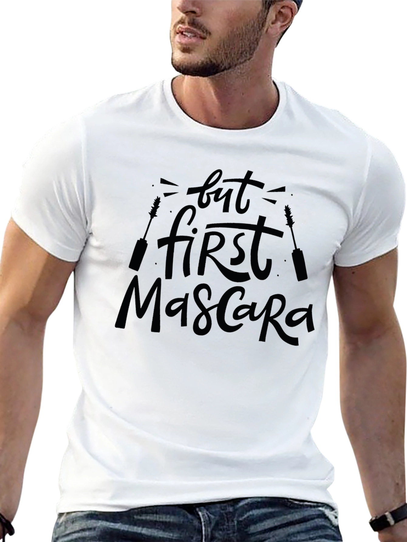 Black But First Mascara Graphic Tee - Black Cotton Blend view 13