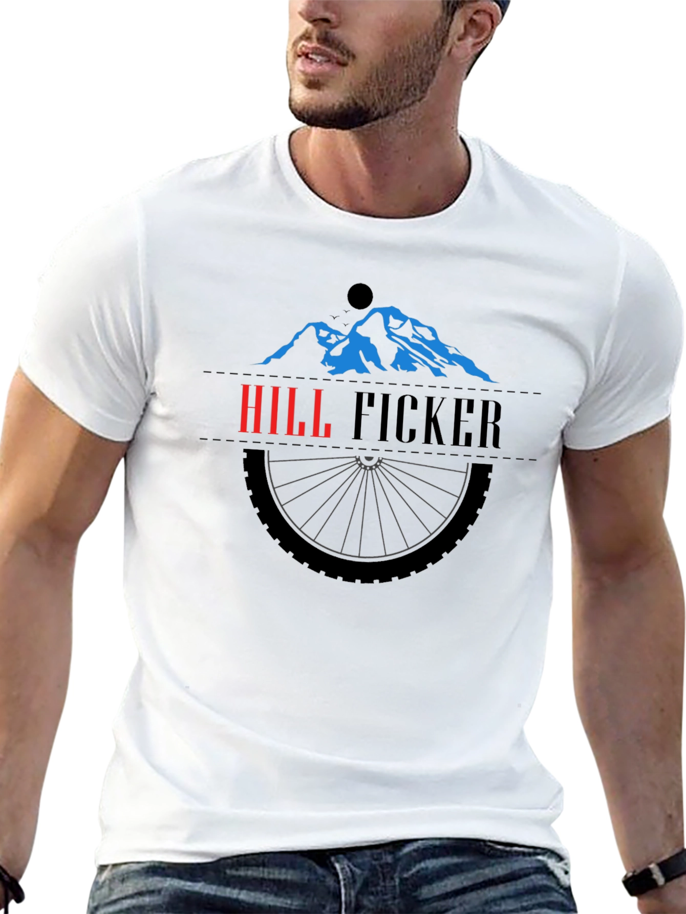 Black Hill Ficker Black T-Shirt with Mountain Bike Design view 13