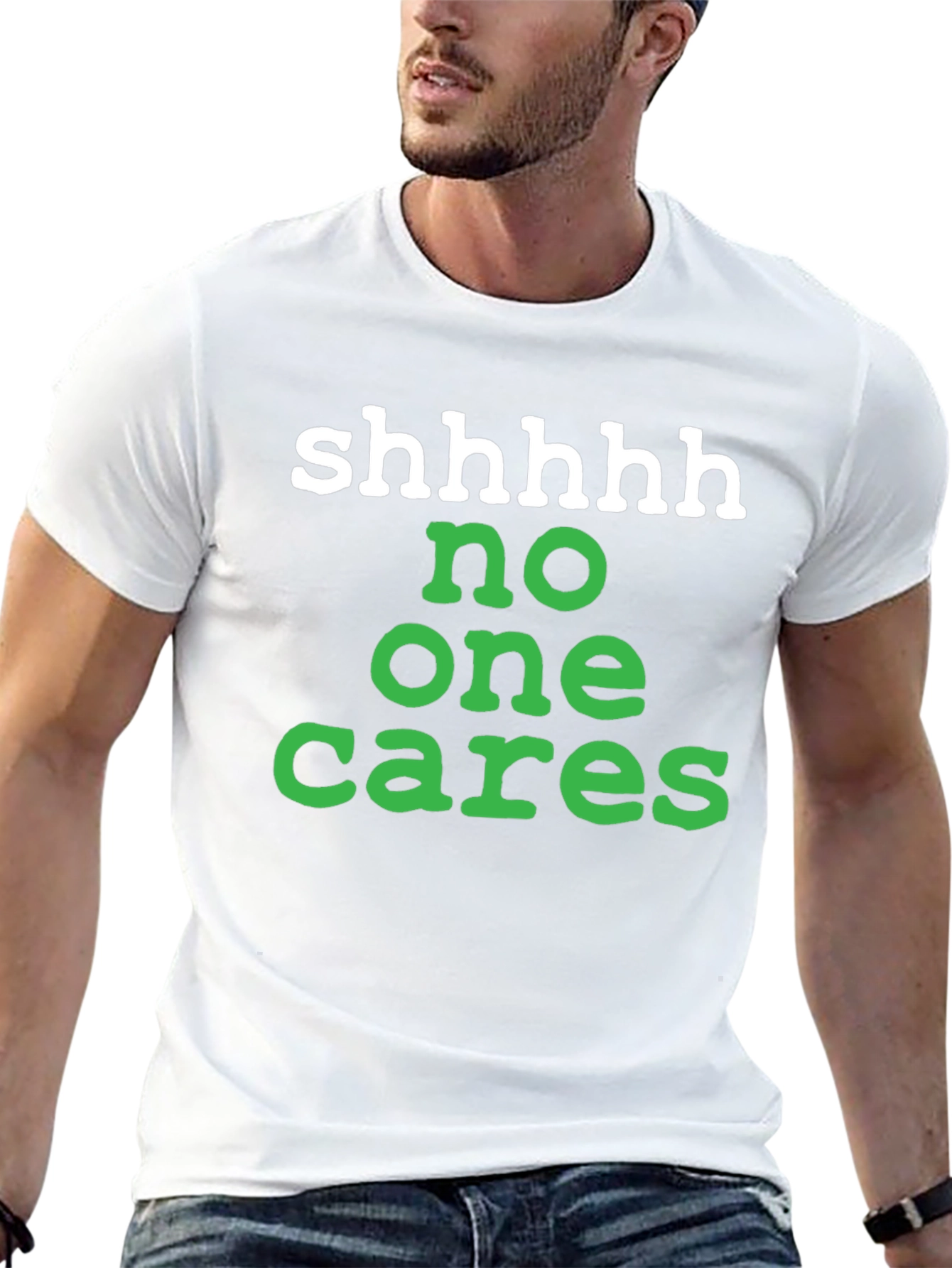 Black Shhhhh No One Cares Graphic Tee view 13
