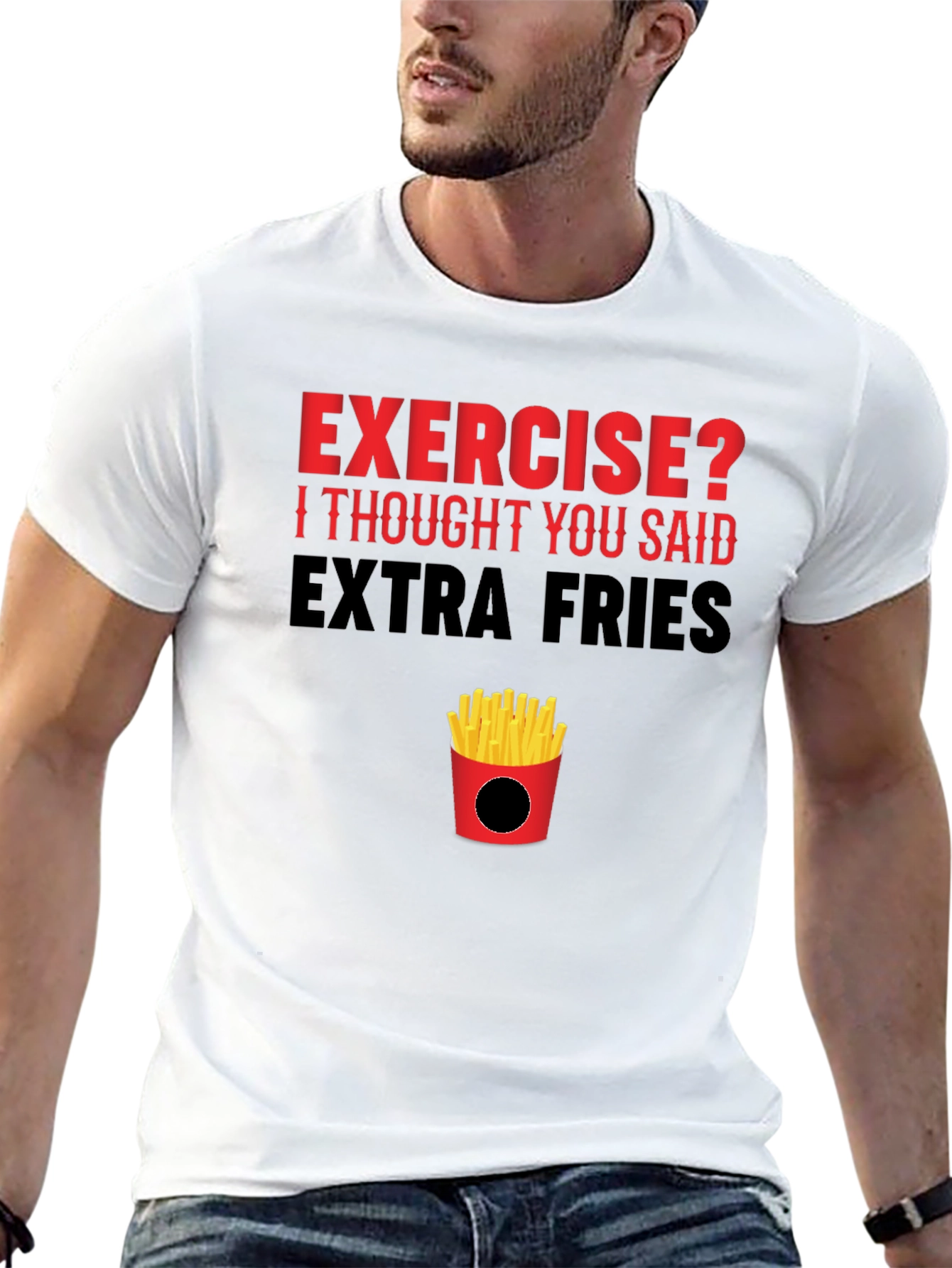 Black Exercise? Extra Fries T-Shirt view 13