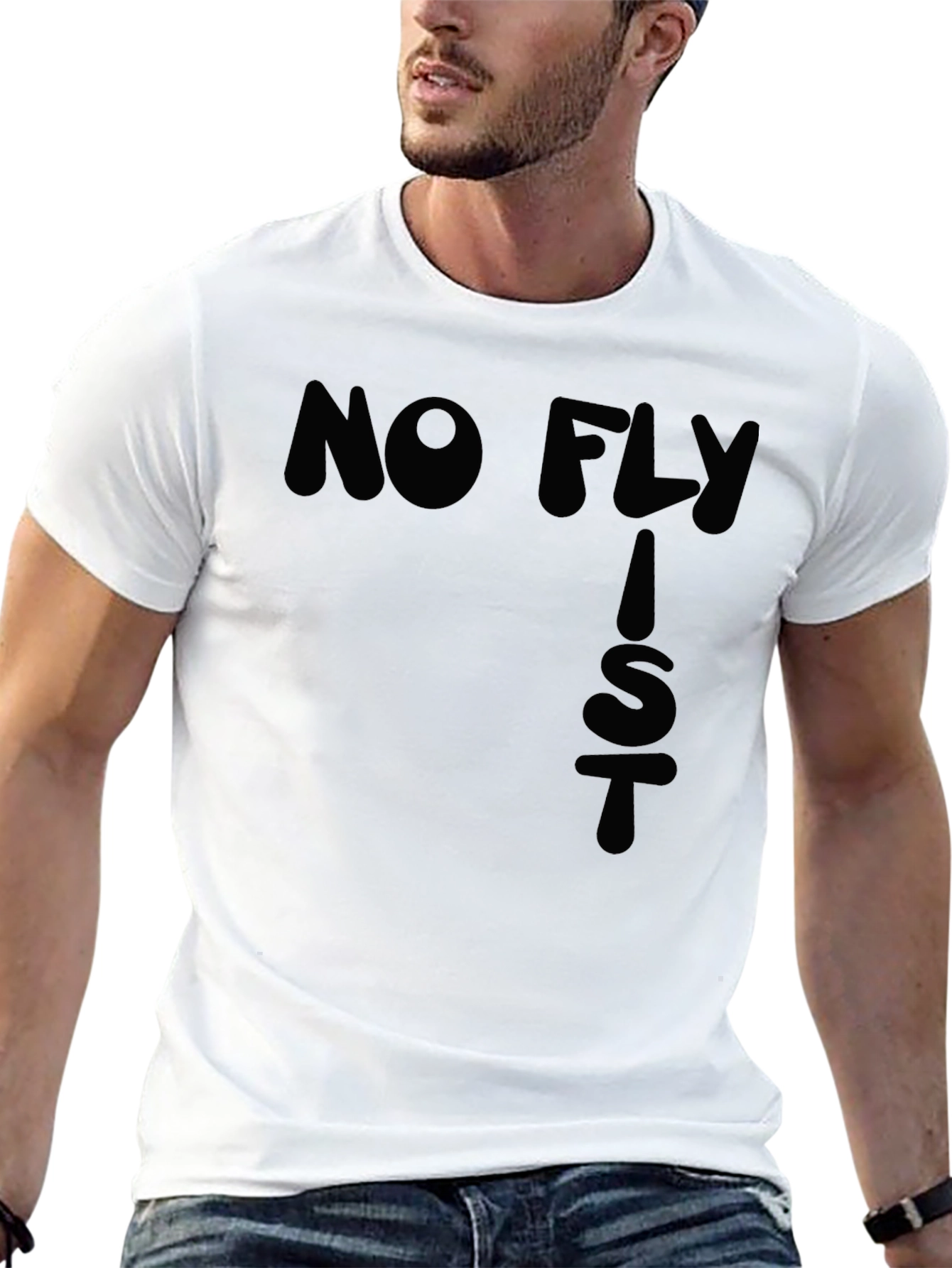 Black No Fly List T-Shirt - Bold Graphic Tee view 13