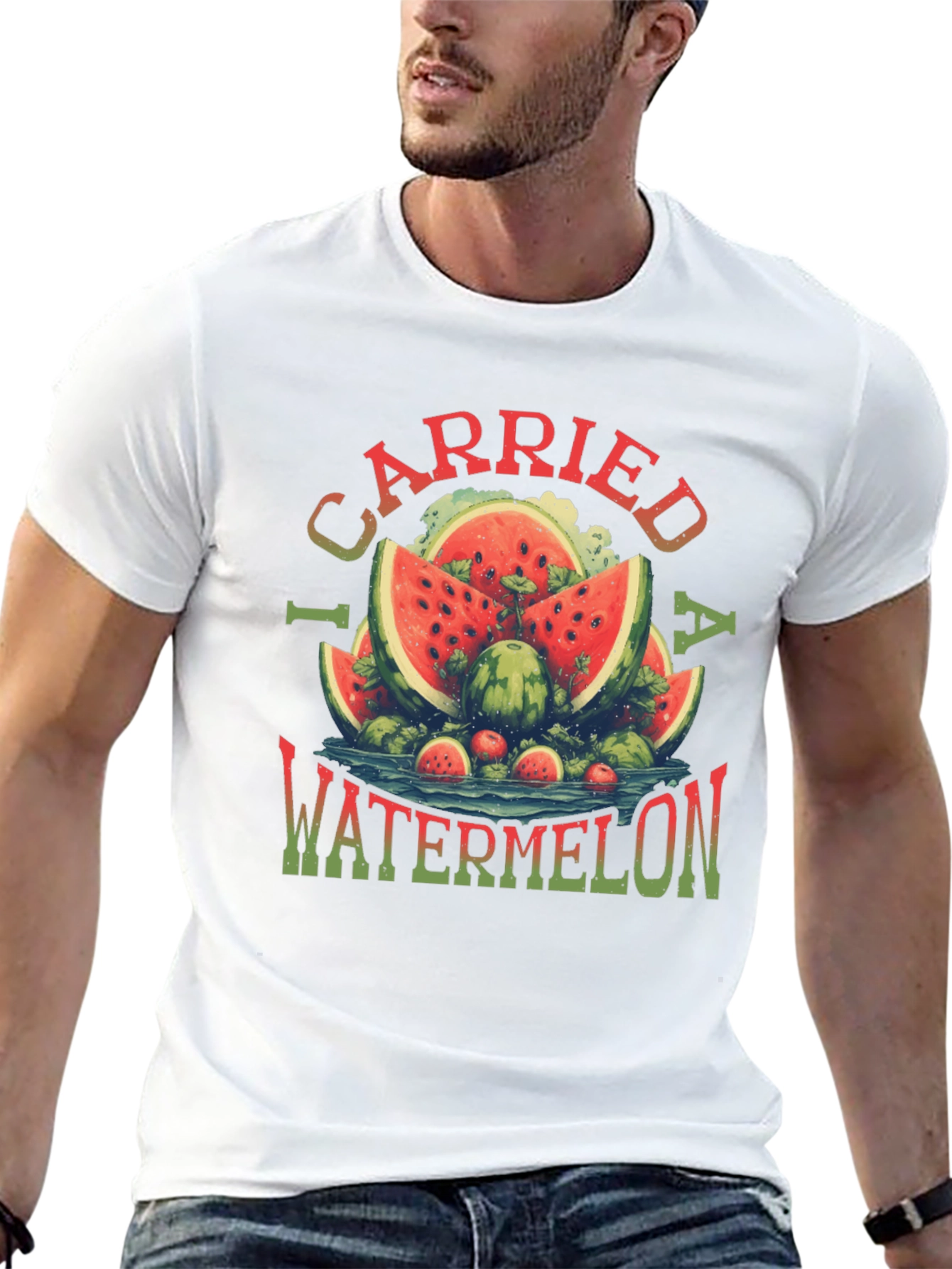 Black I Carried a Watermelon T-Shirt - Funny Summer Tee view 13
