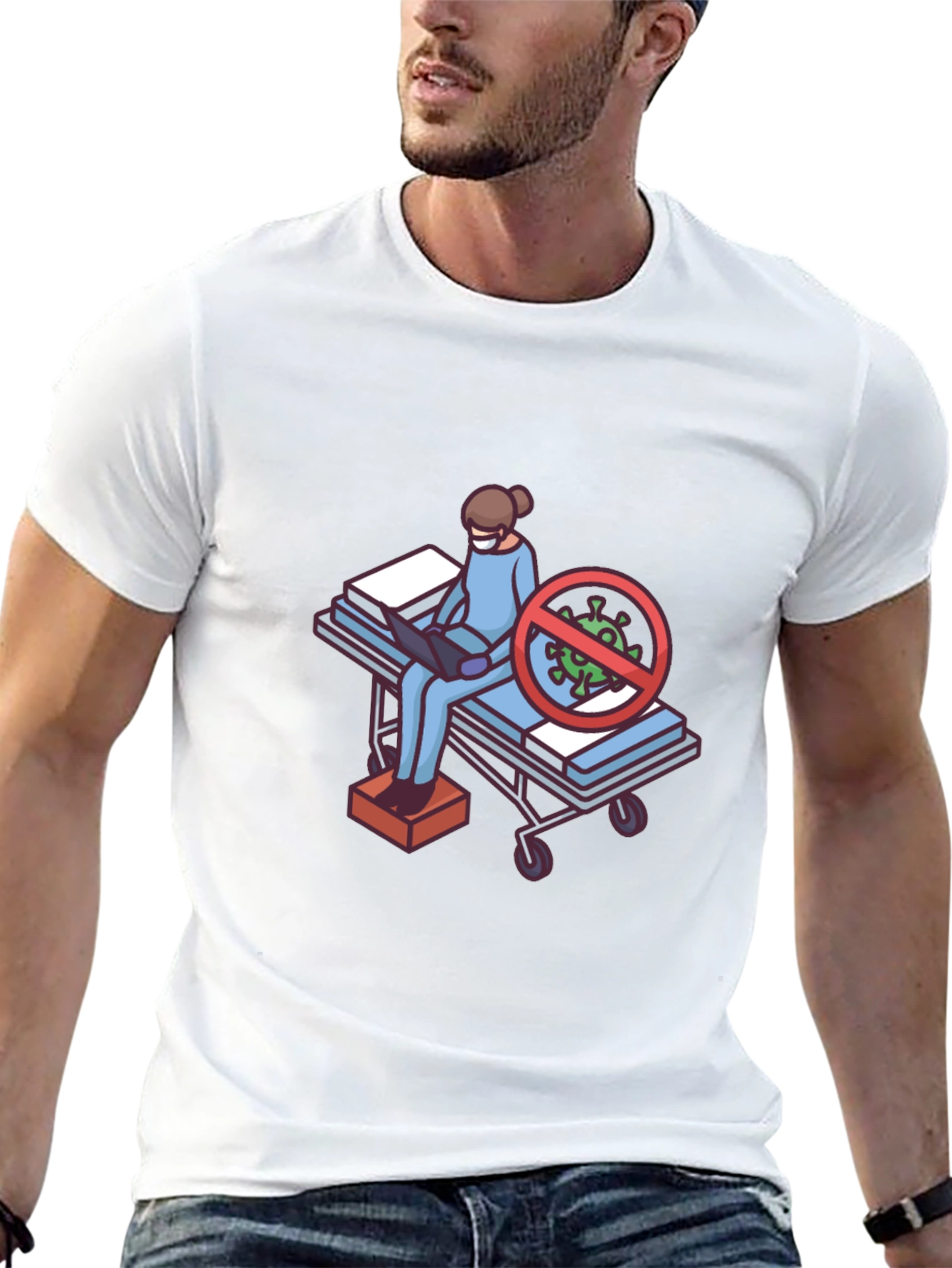 Black Black T-Shirt with Medical Cartoon Graphic view 13