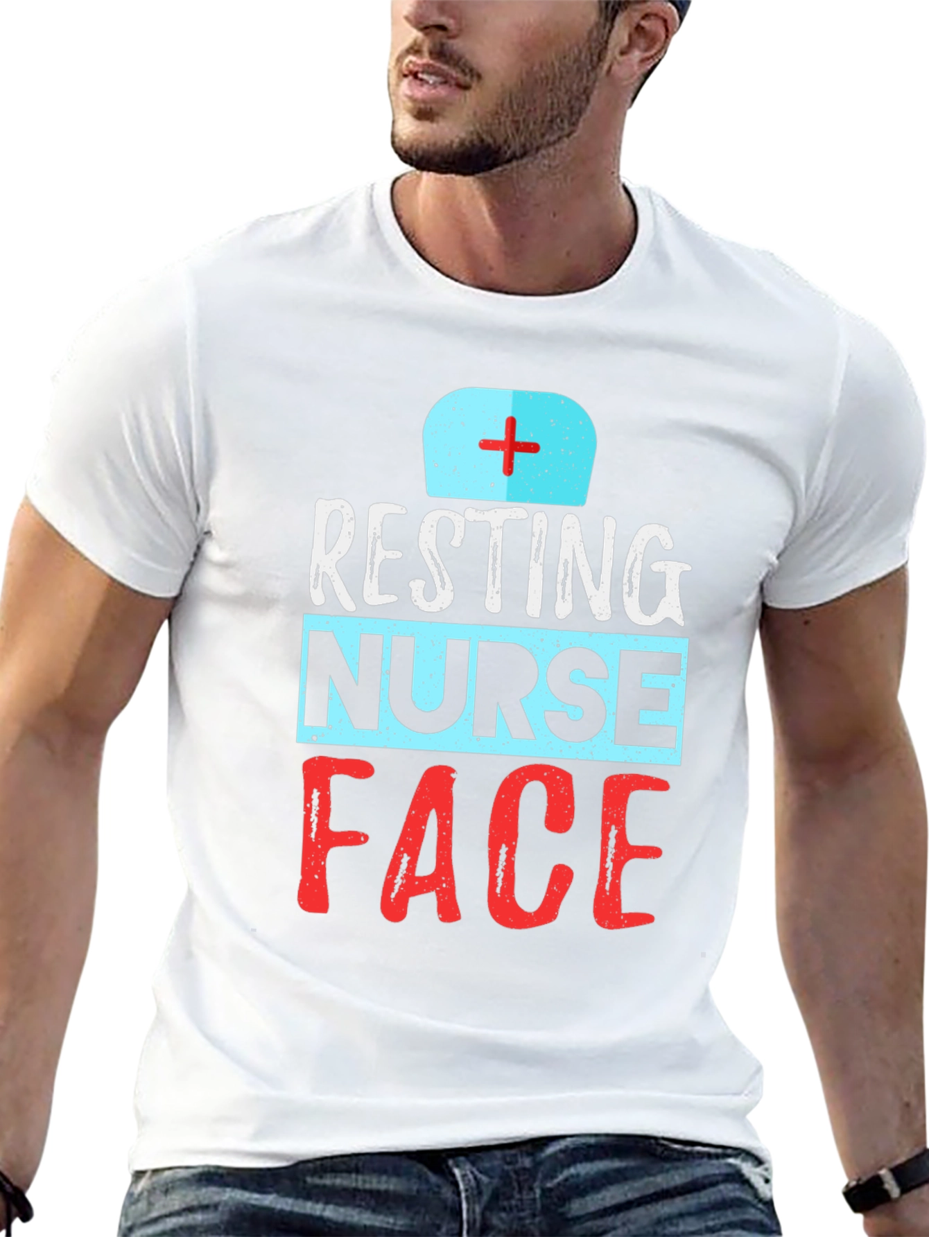 Black Resting Nurse Face Graphic T-Shirt - Black view 13