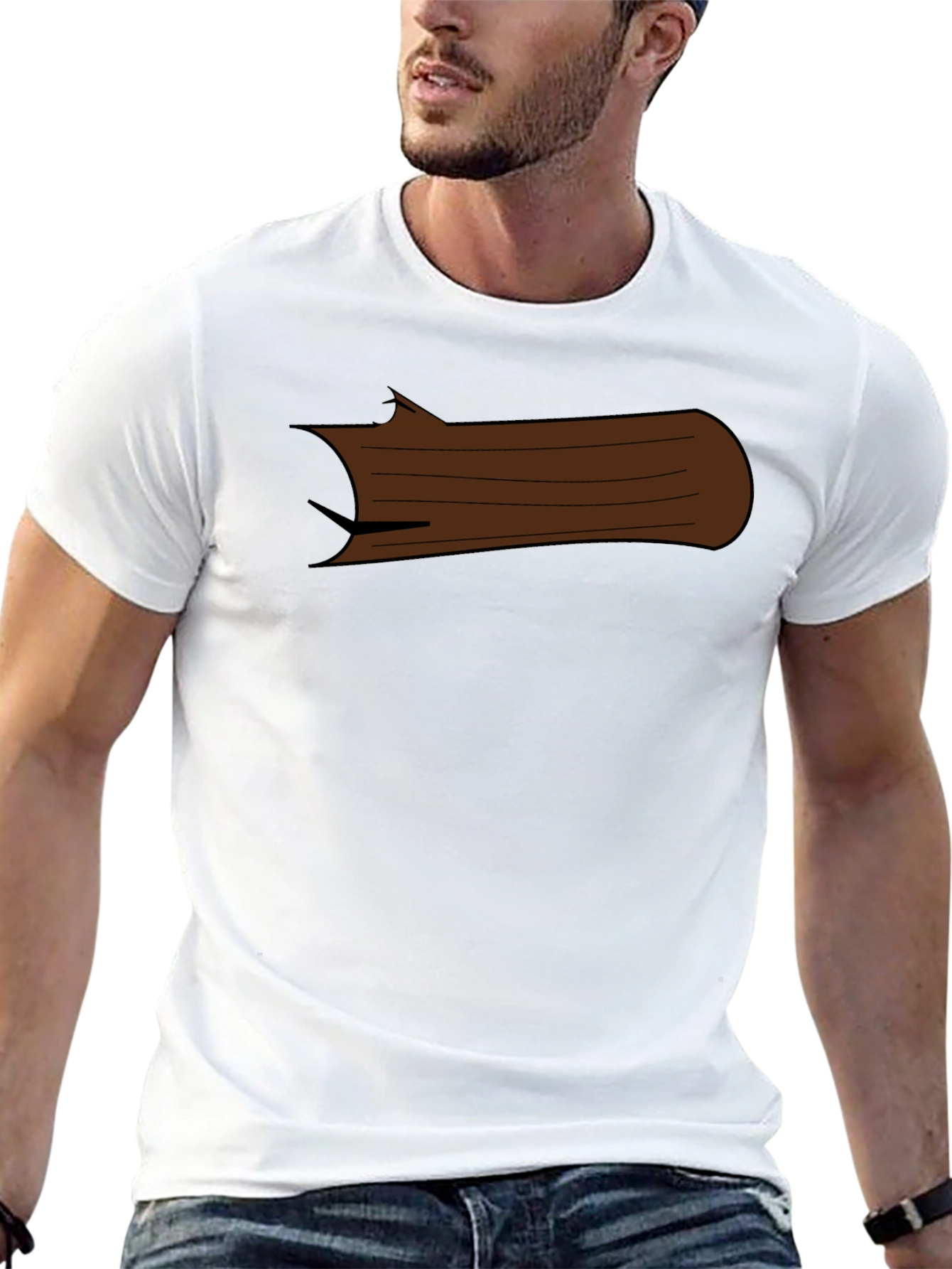 Black Cartoon Log Graphic Tee - Black Cotton T-Shirt view 13