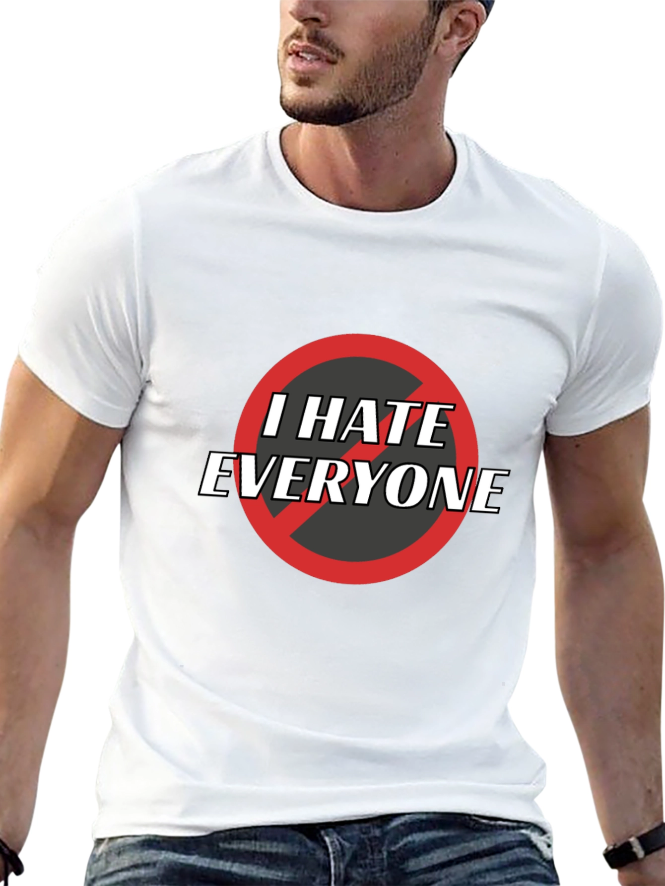 Black I Hate Everyone Graphic Tee - Black Cotton T-Shirt view 13