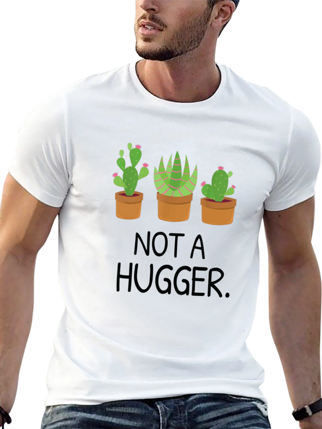 Black Not a Hugger Cactus Graphic Tee view 13