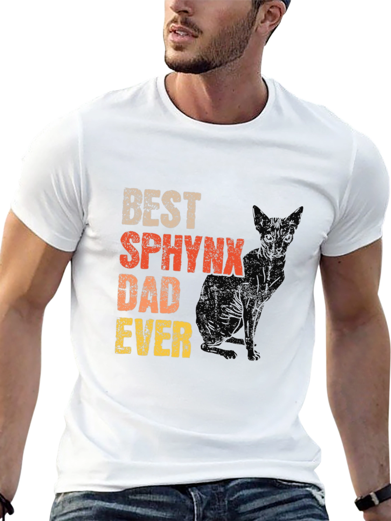 Black Best Sphynx Dad Ever T-Shirt view 13