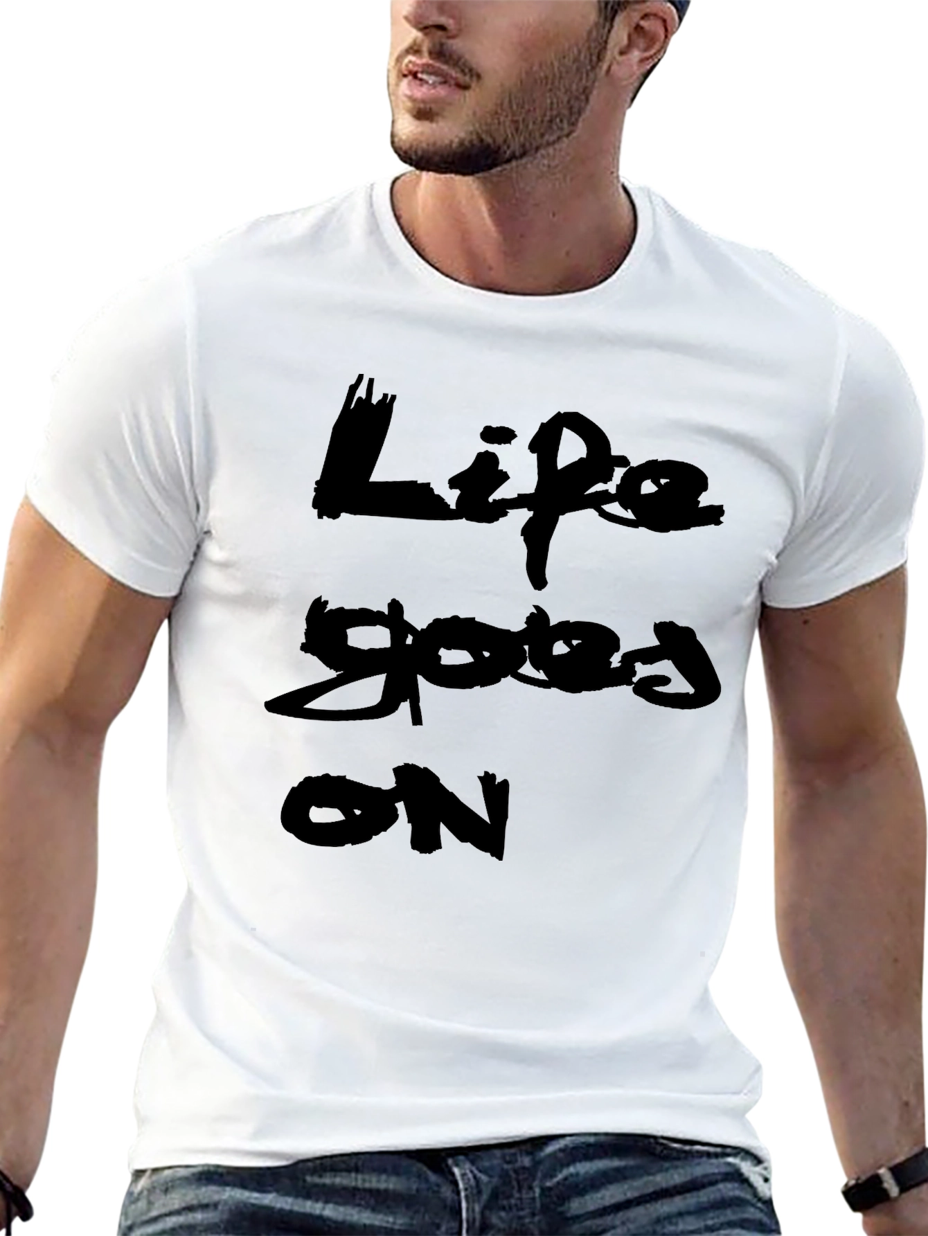 Black Life Goes On T-Shirt - Black Crew Neck Graphic Tee view 13