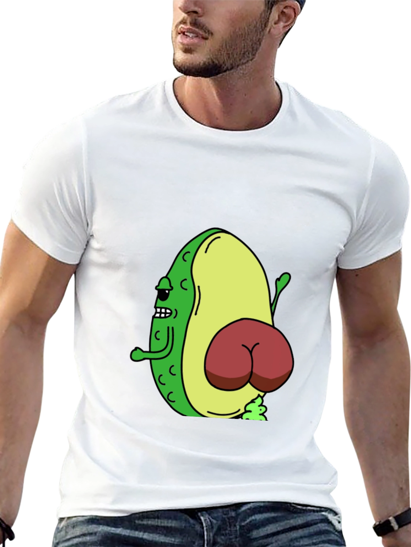 Black Funny Avocado Butt T-Shirt - Black view 13