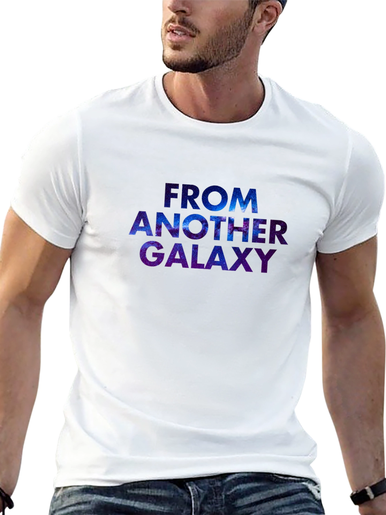 Black Galaxy Design Graphic T-Shirt view 13