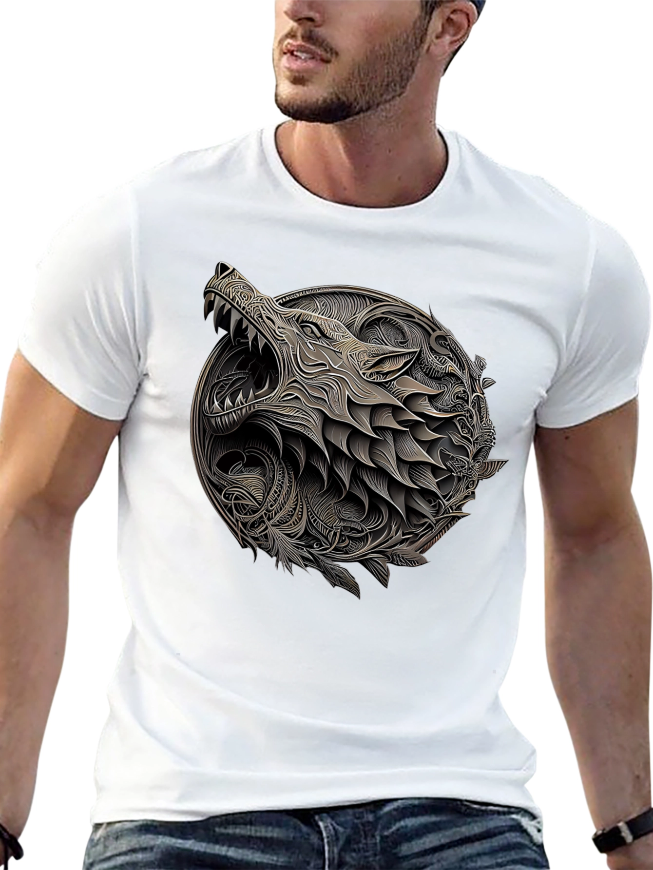 Black Wolf Art Black Tee - Unique Graphic Design view 13