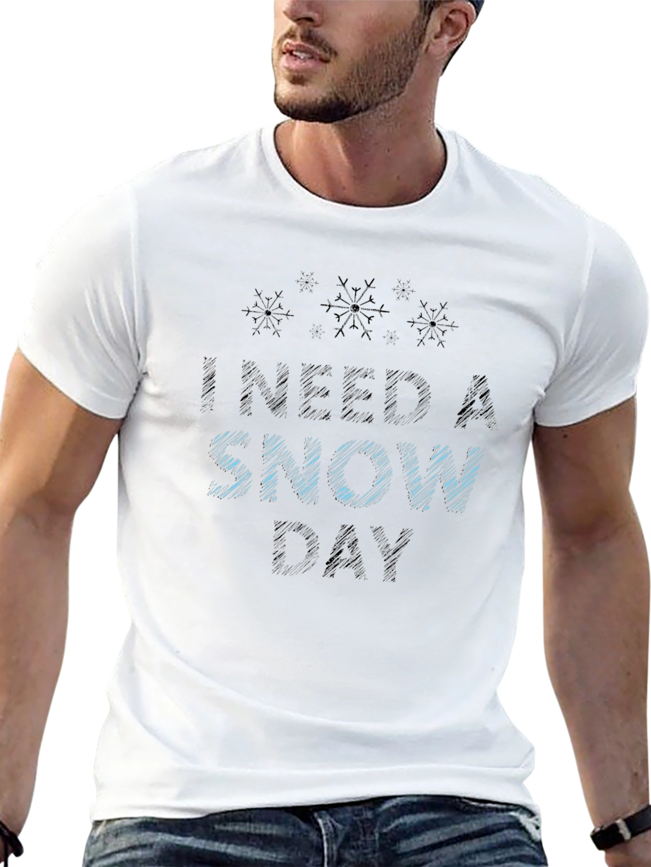 Black I Need A Snow Day Graphic Tee view 13