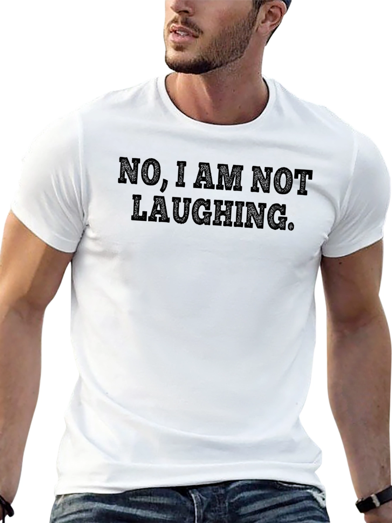 Black Funny Sarcastic T-Shirt - "No, I Am Not Laughing." view 13