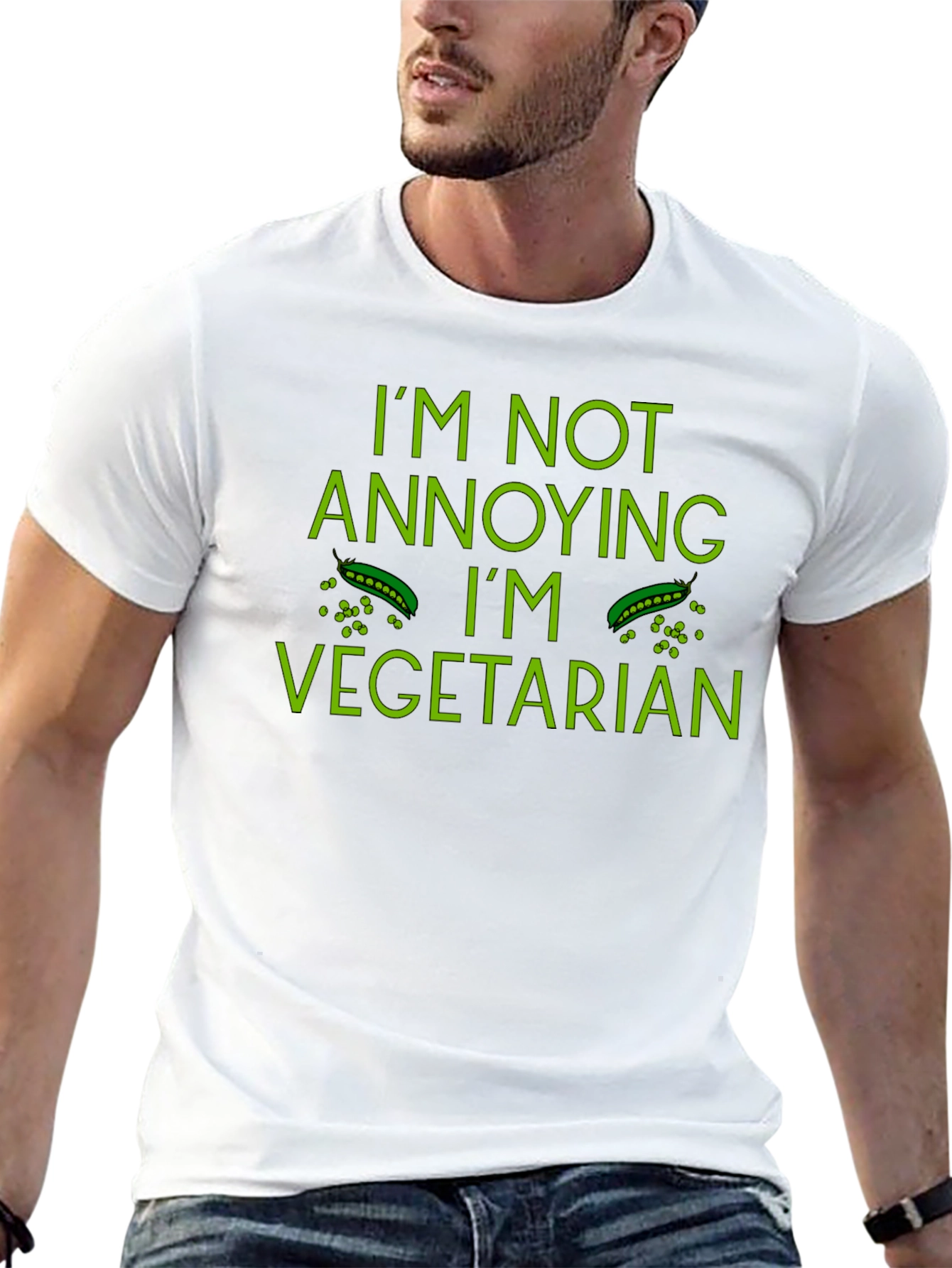 Black I'm Not Annoying I'm Vegetarian Funny T-Shirt view 13