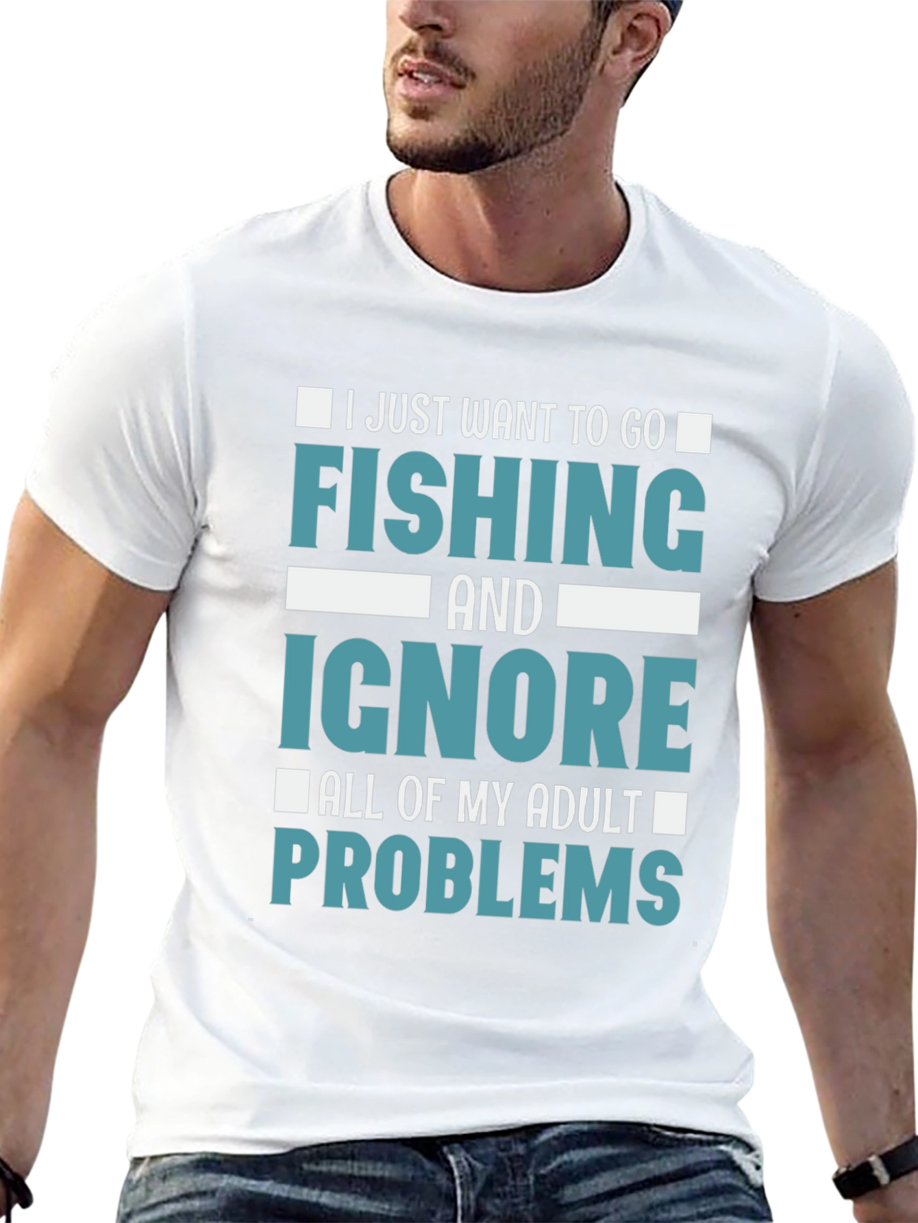 Black Fishing T-Shirt - Ignore Adult Problems Tee view 13