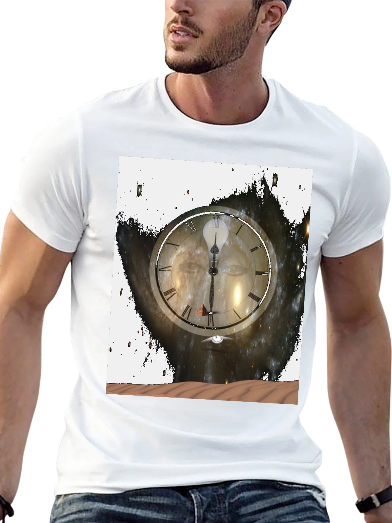 Black Time and Space Graphic Tee - Black Cotton Comfort view 13