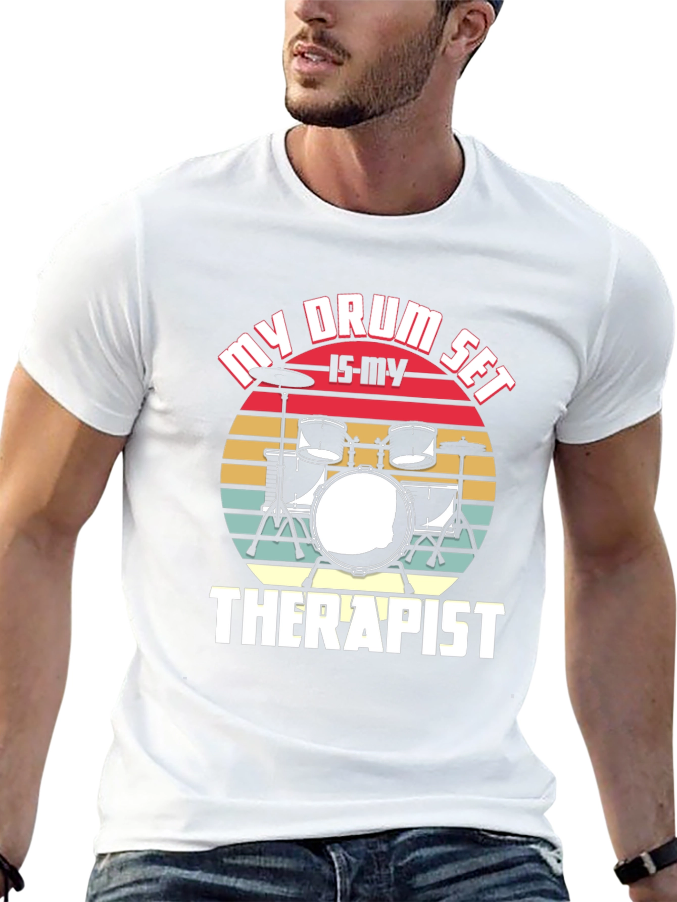 Black My Drum Set Is My Therapist T-Shirt view 13