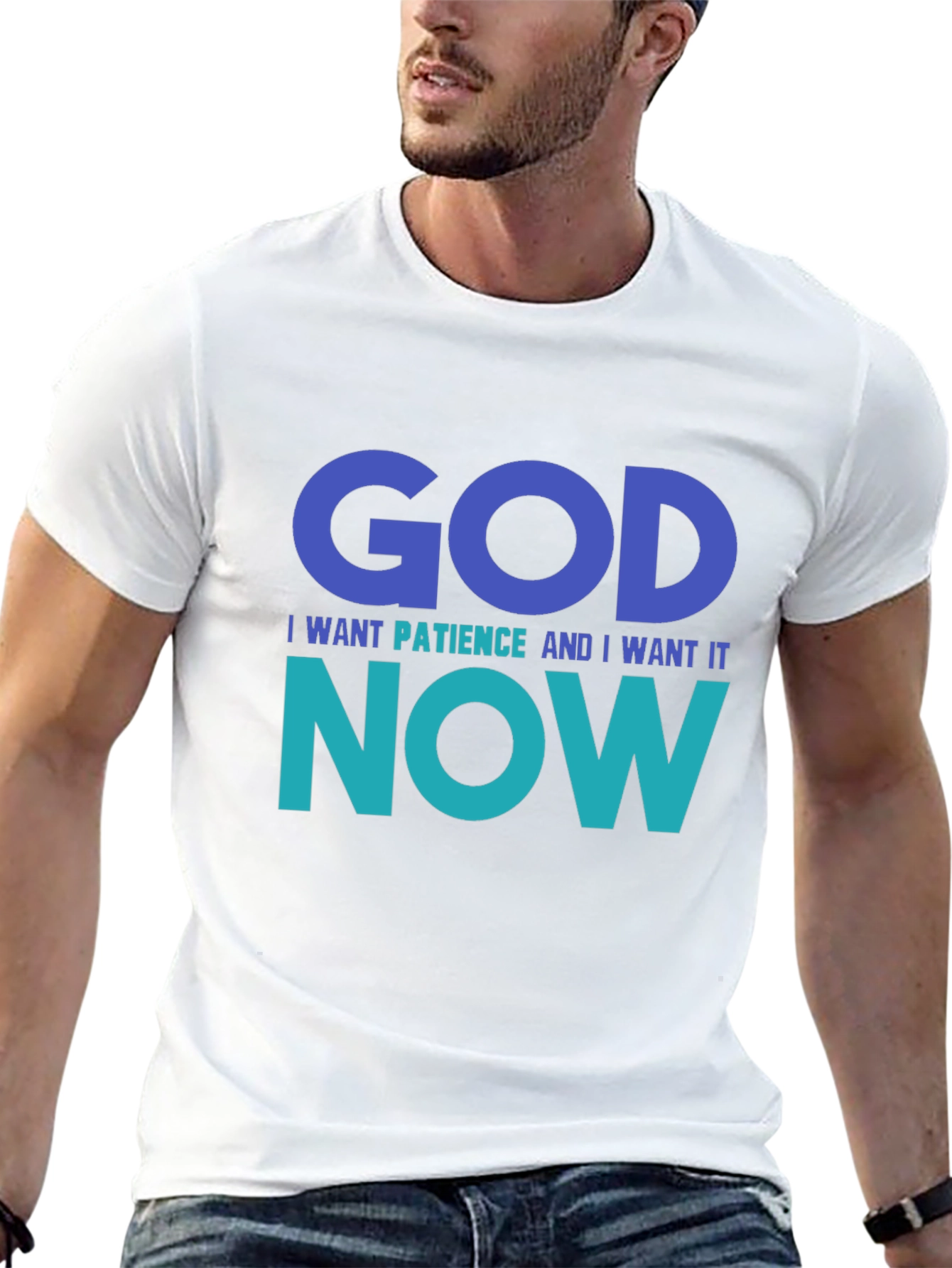 Black God I Want Patience Tee - Funny Graphic T-Shirt view 13