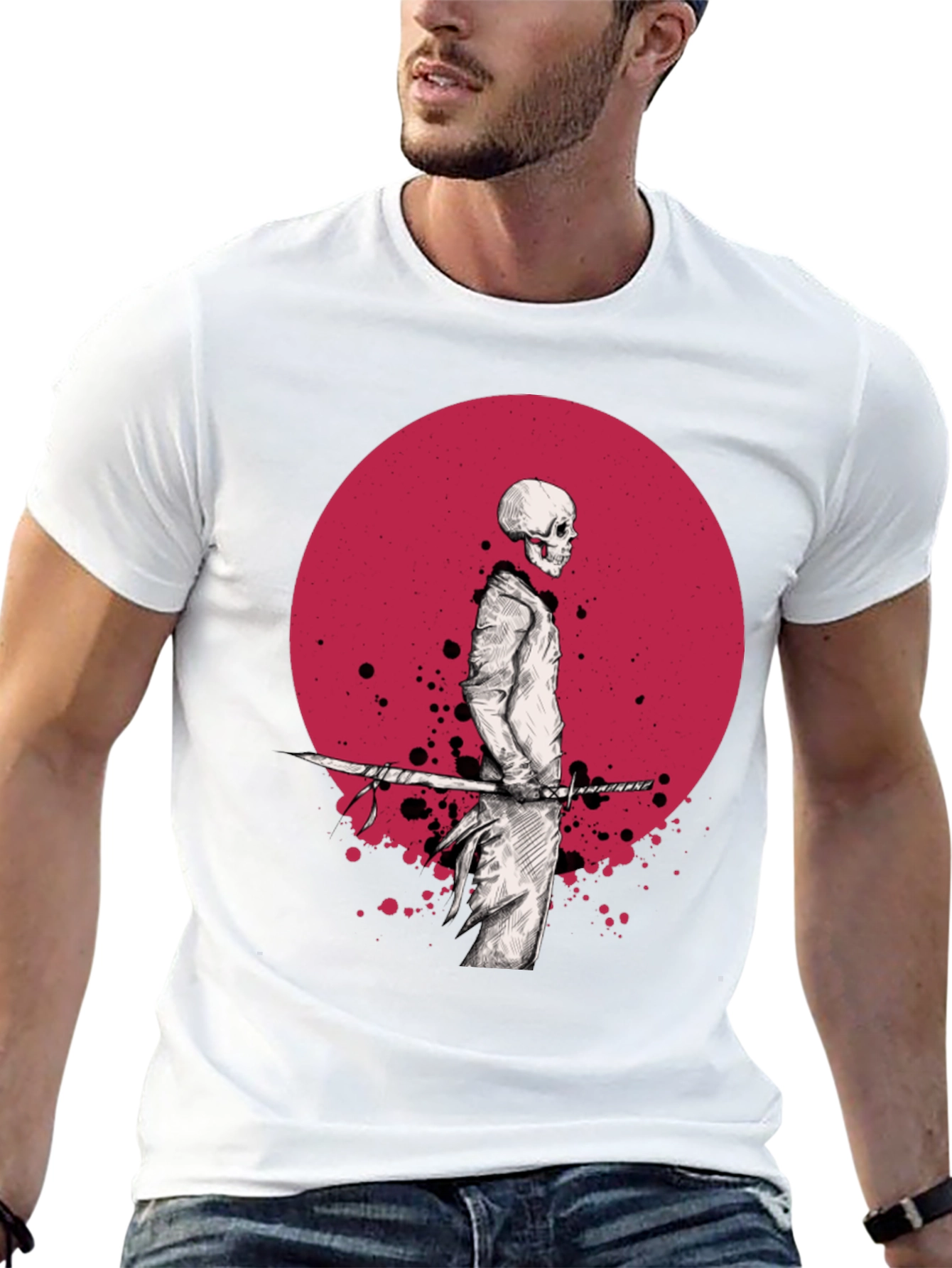 Black Samurai Skeleton T-Shirt - Black Graphic Tee view 13