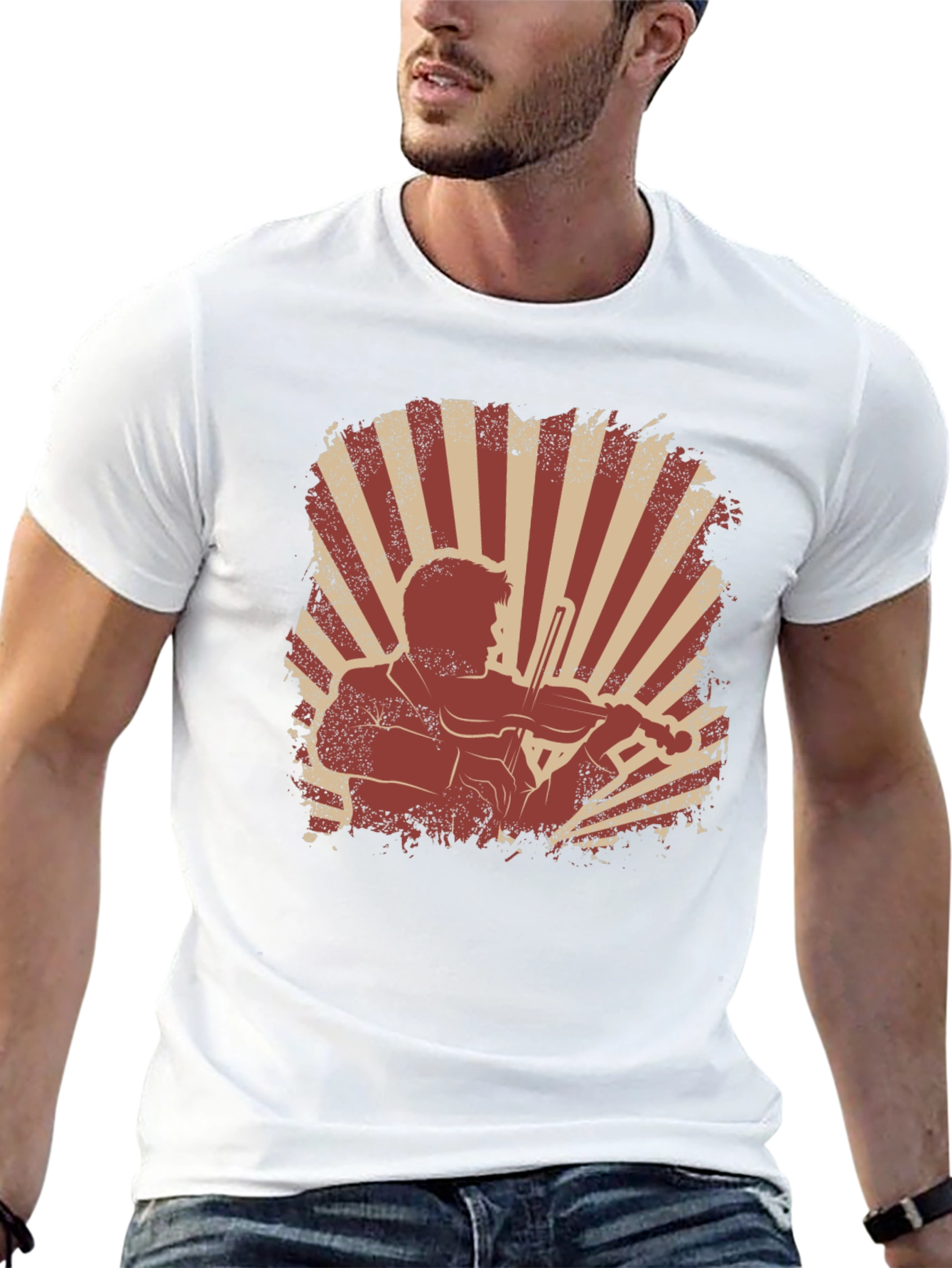 Black Violinist Graphic T-Shirt - Vintage Style view 13