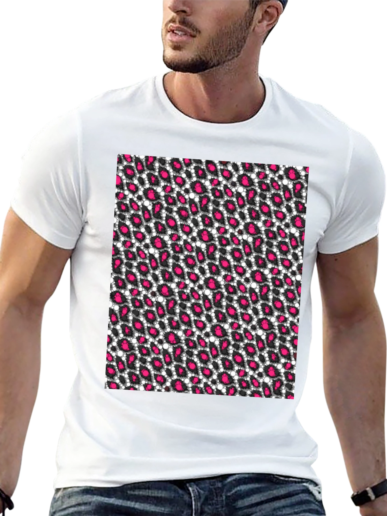 Black Black T-Shirt with Pink Leopard Print view 13
