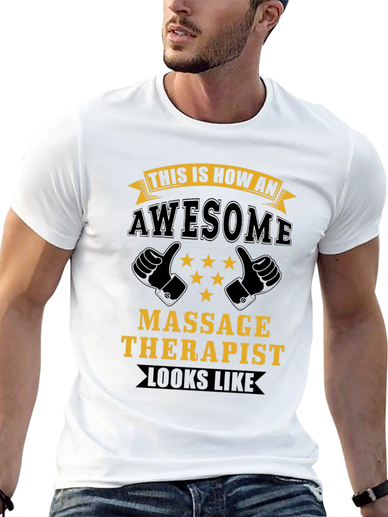 Black Awesome Massage Therapist T-Shirt - Black view 13