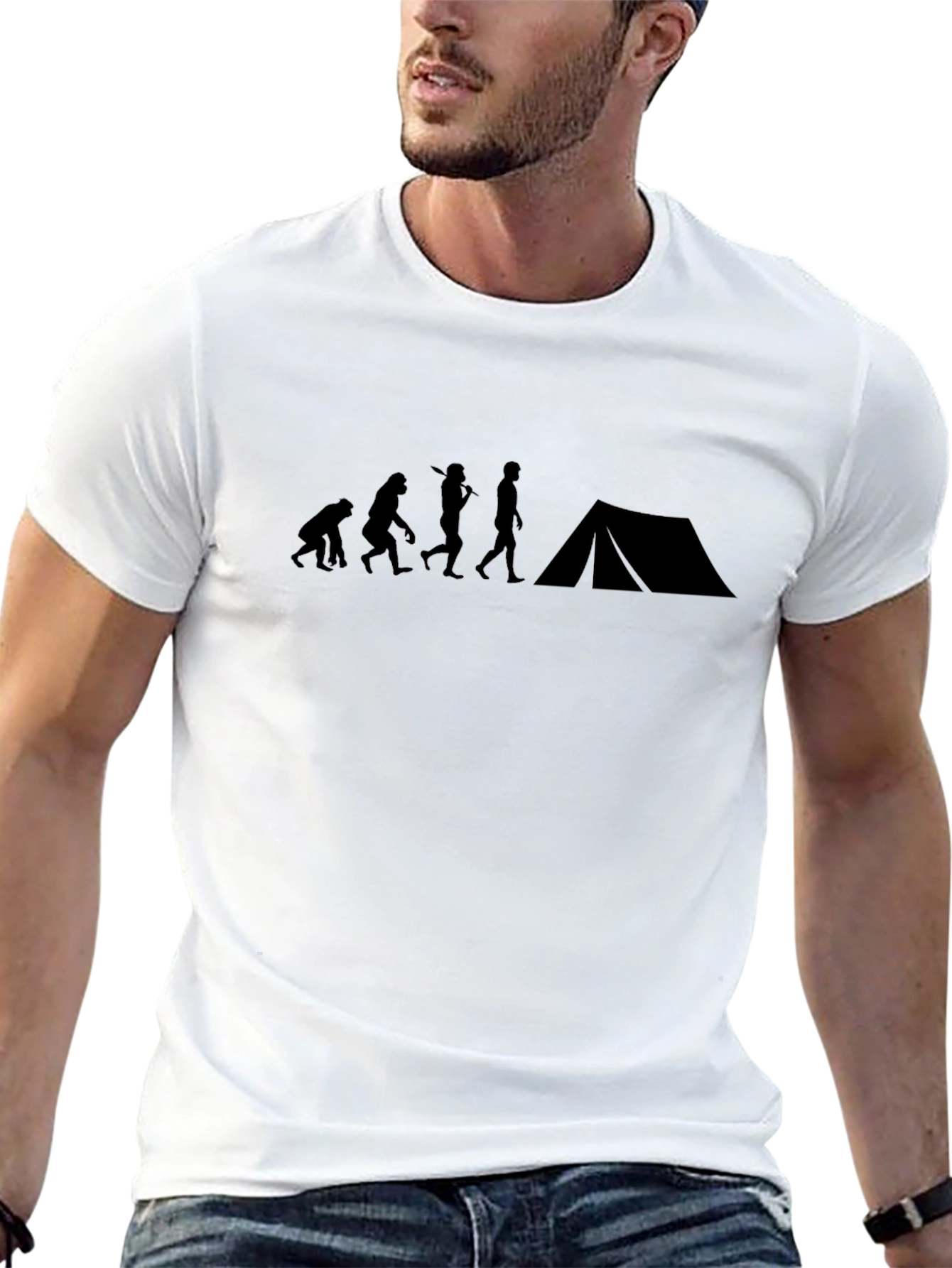 Black Evolution of Camping T-Shirt - Black Graphic Tee view 13