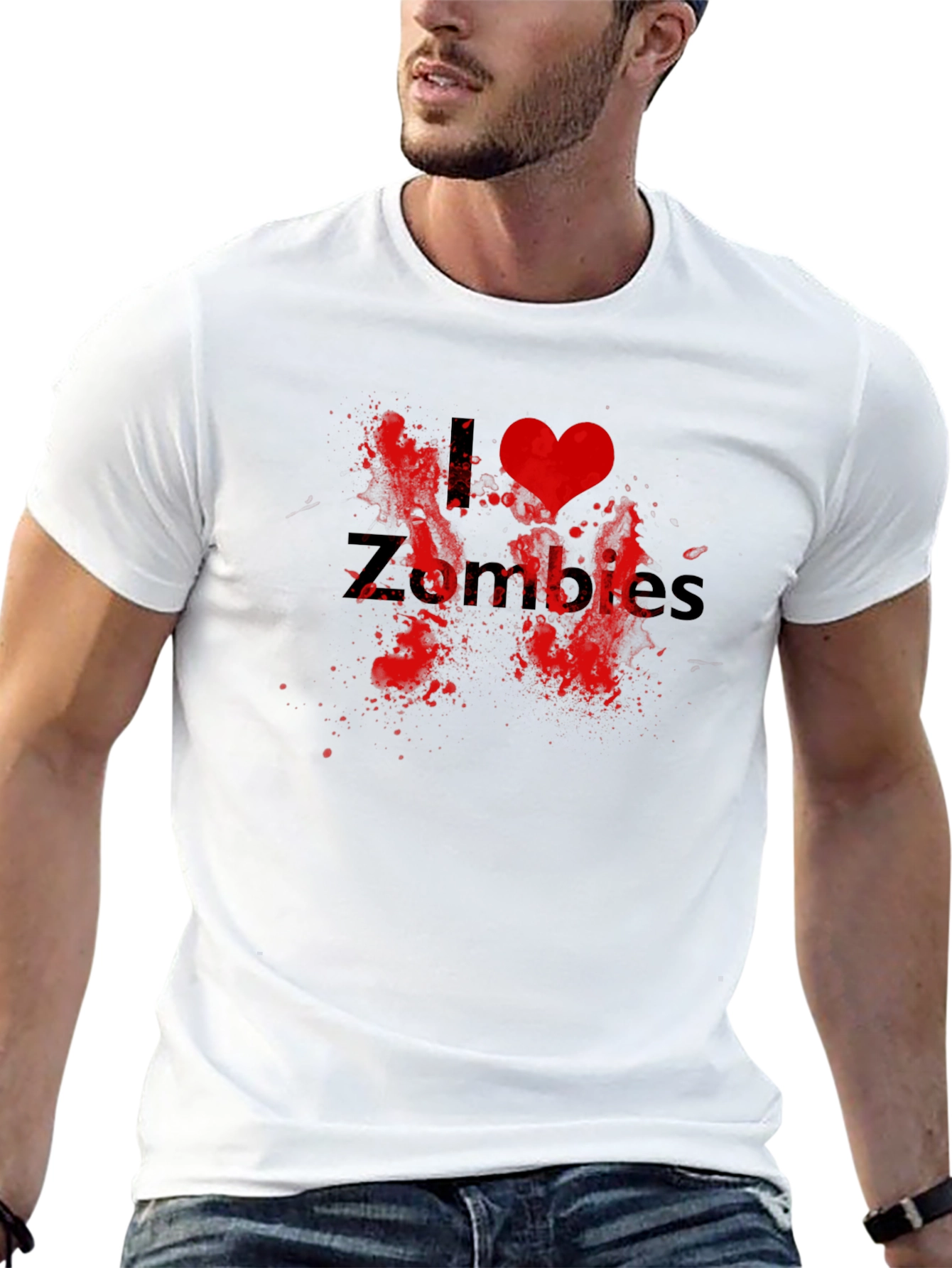 Black I Love Zombies Graphic Tee - Black Cotton T-Shirt view 13